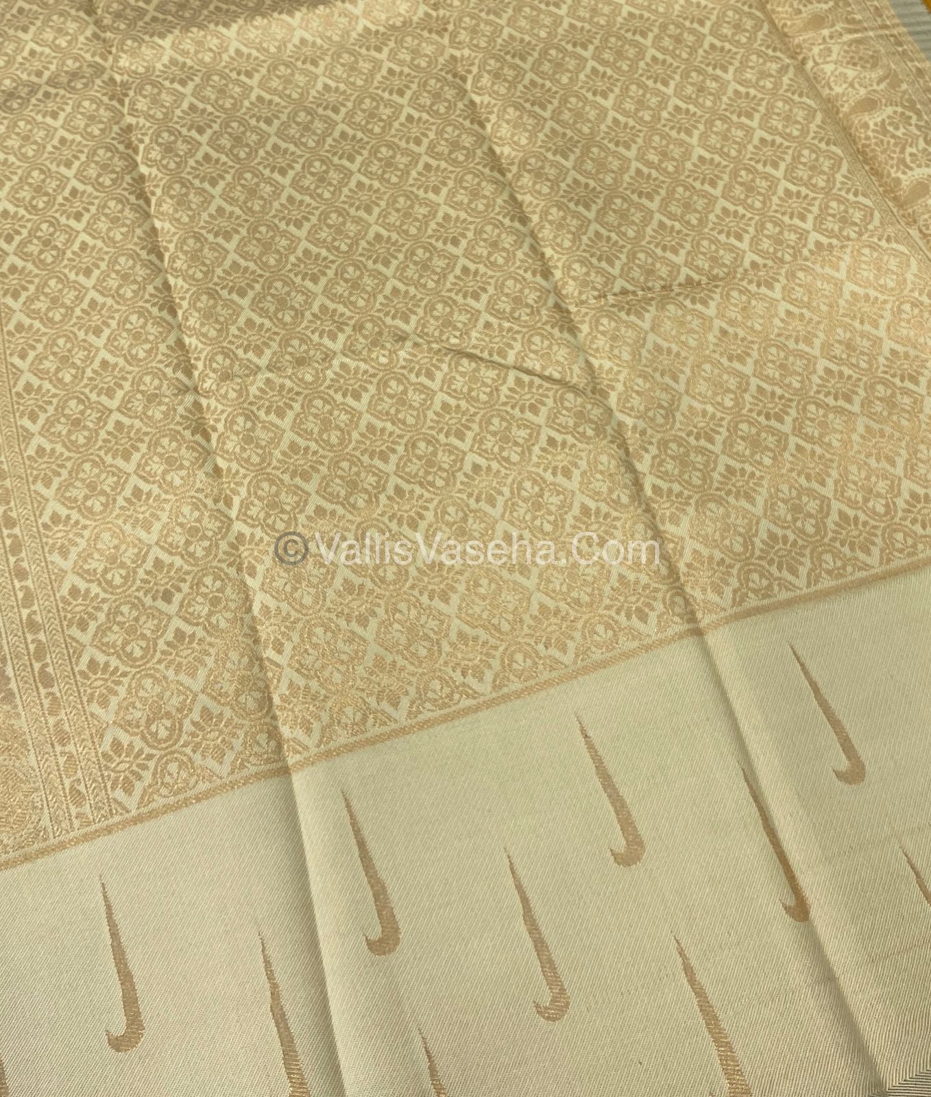 Kanchi Semi Silk - Yellow with Cream Blue VVKSS001
