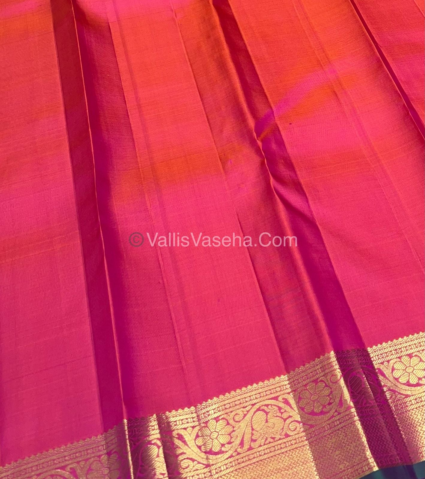 Pure Kanchipuram Silk Saree - Peachish Pink - VVPS011