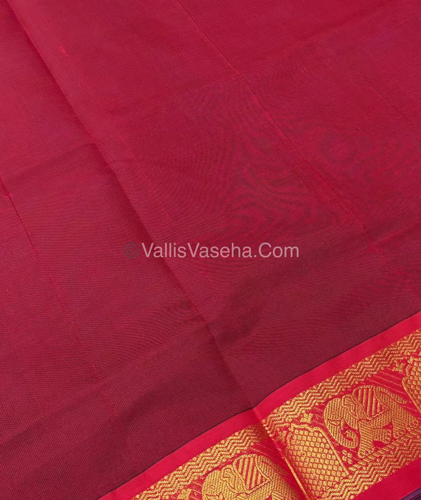 Semi Silk Cotton Saree - Dark Ramar Blue With Reddish Maroon Shade - VVSSC007