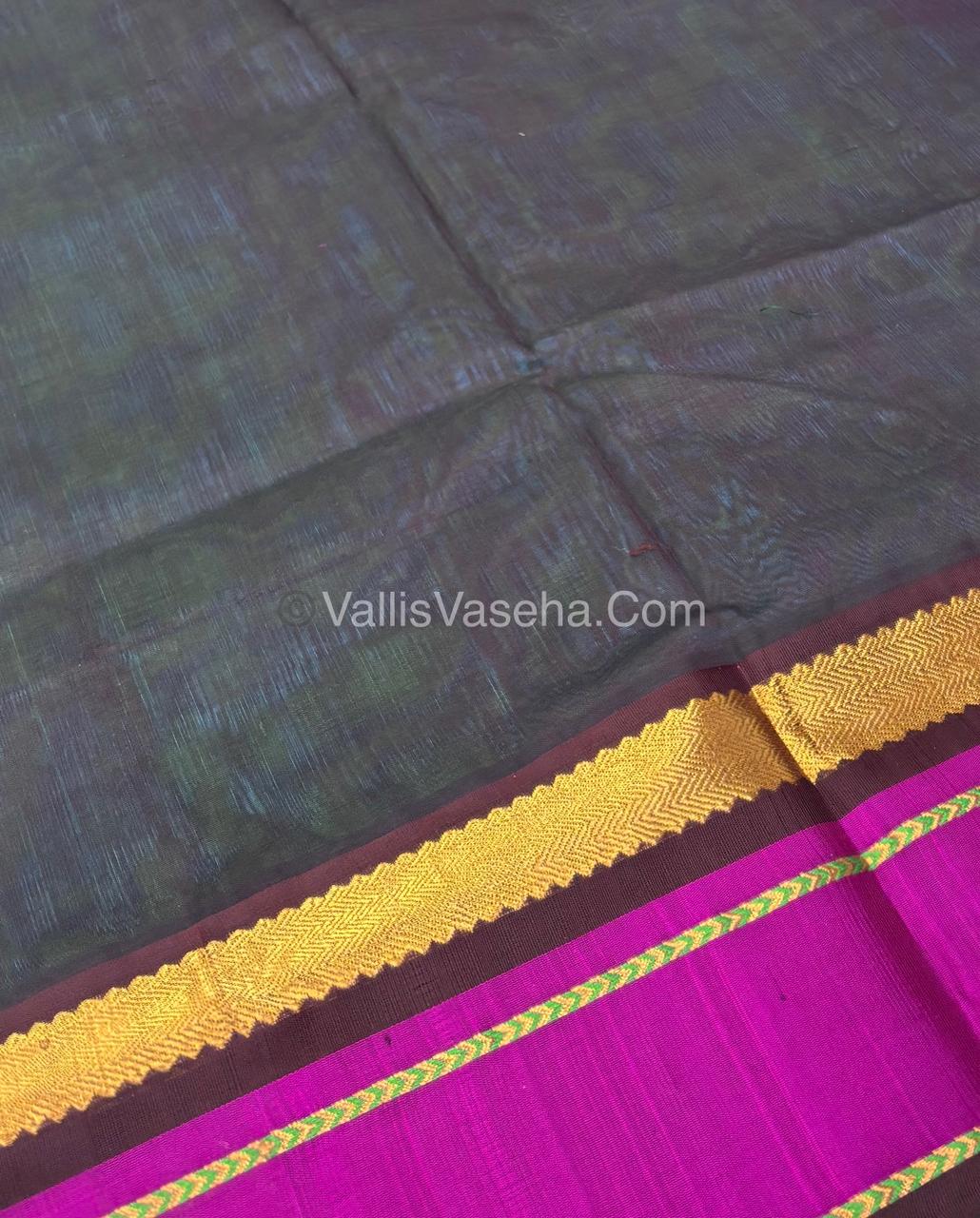 Pure Korvai Silk Cotton With Peacock Butta Border - VVKSC017