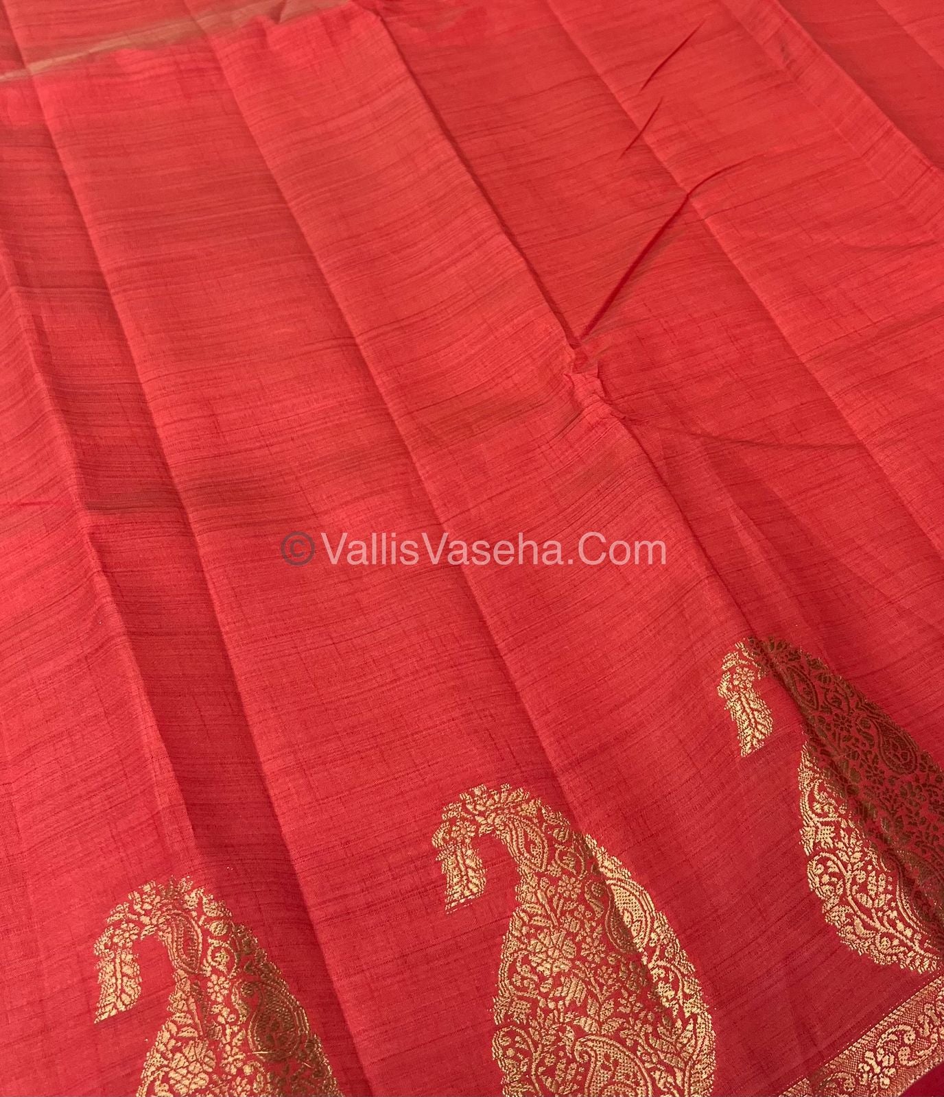 Semi Tussar Silk - Small Mango - Red Shade - VVSTS002
