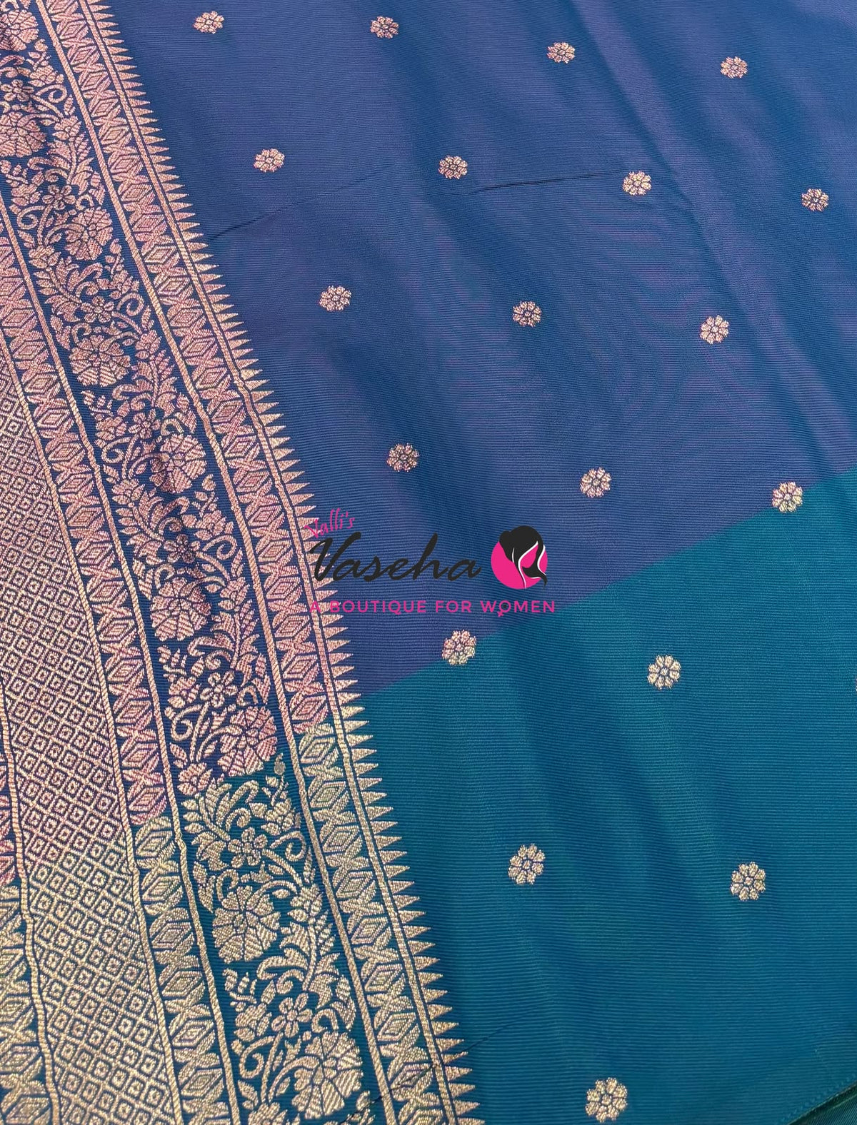 Semi Soft Silk - Purple With Peacock Greenish Blue Combo -VVSSS039