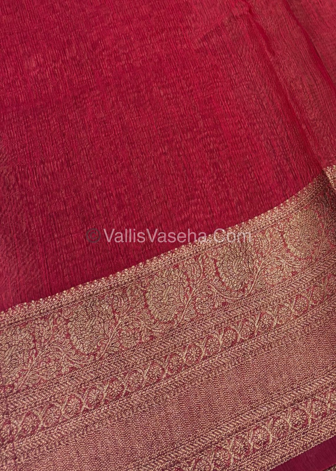 Bamboo Silk Saree - chiku with Red Shade - VVBSS009