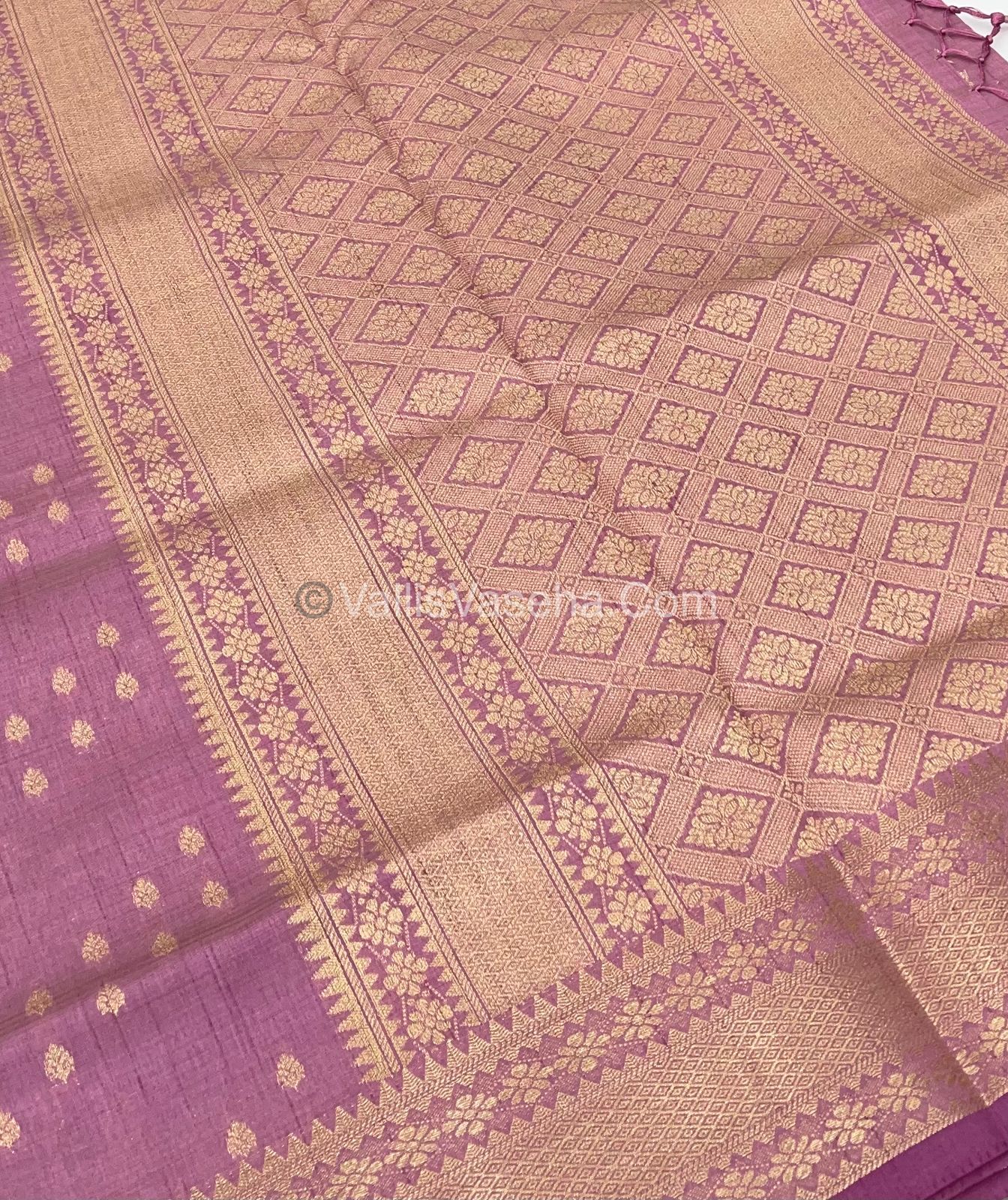 Semi Tussar Silk - Grand Pallu  - Onion Pink / Lilac Shade - VVSTS017