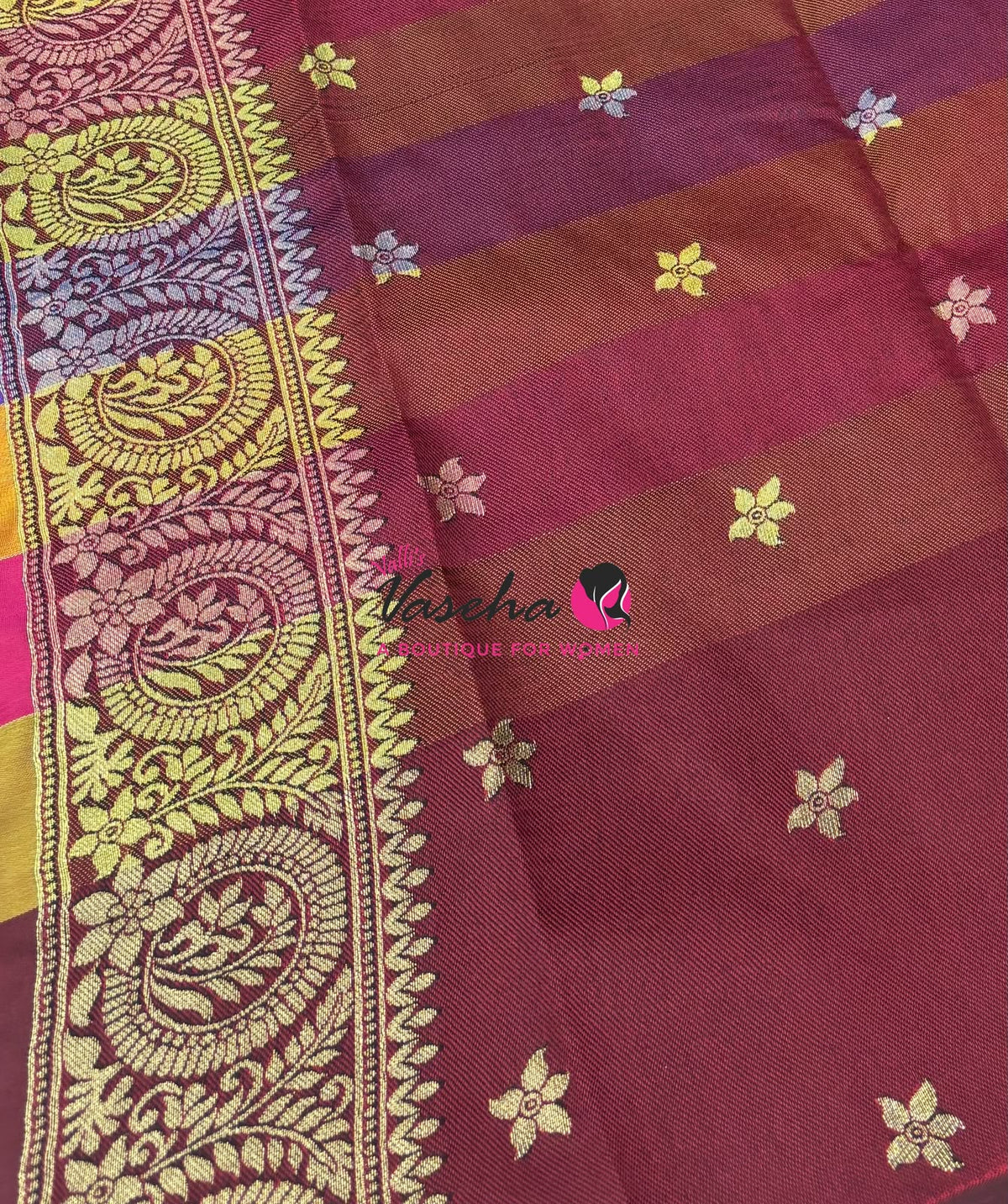 Semi Soft Silk - Madras Checks Pattern - Maroon Shade - VVSSS042