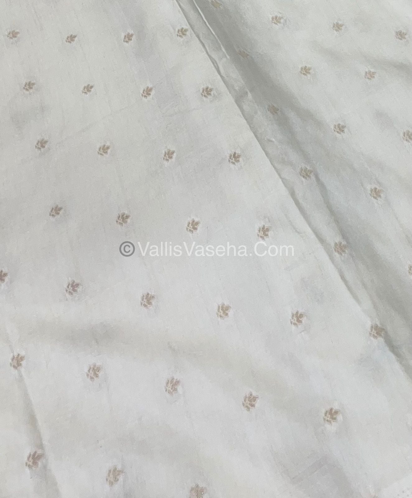 Semi Tussar Silk - Vairavoosi & Elephant Design -  Cream shade-VVSTS019