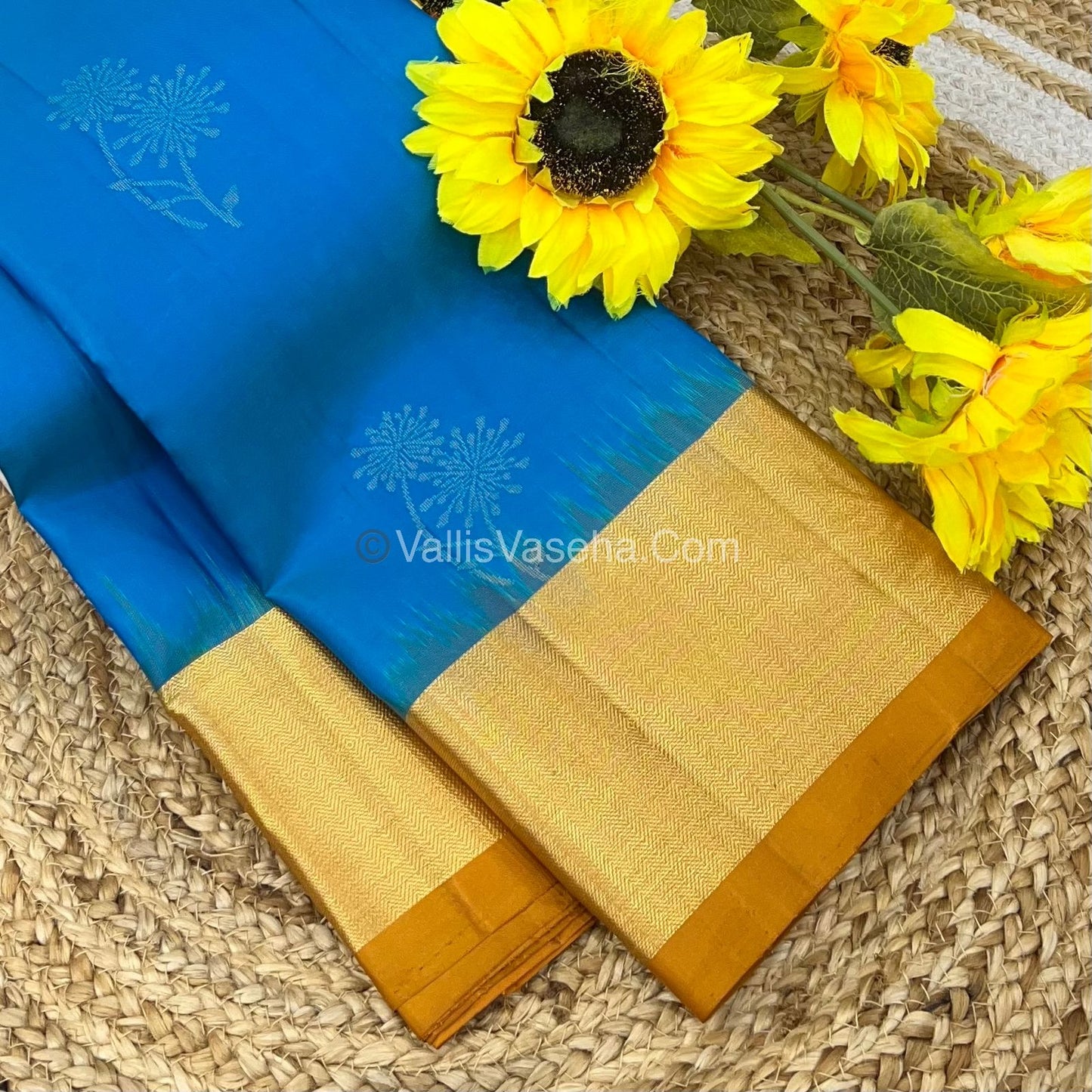 Pure Soft Silk Saree - Blue & Mustard Yellow Combo - VVPSS036