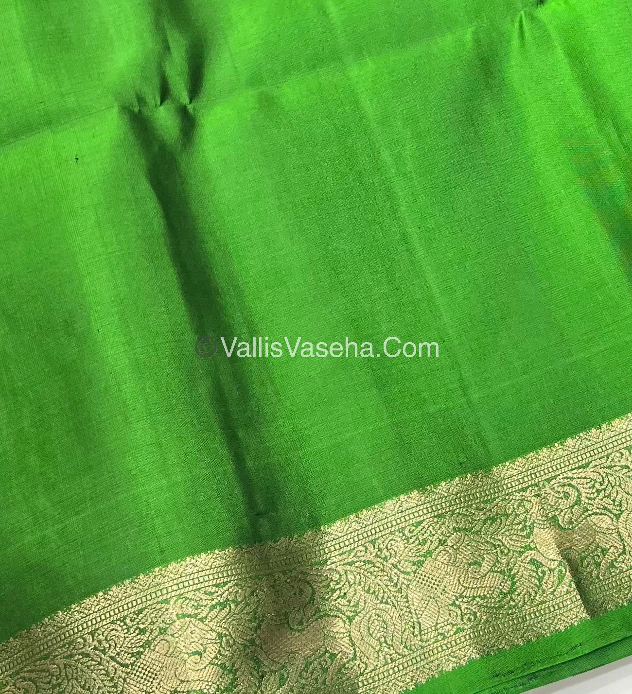 Pure Soft Silk Saree - Dark Purple & Green Combo - VVPSS048