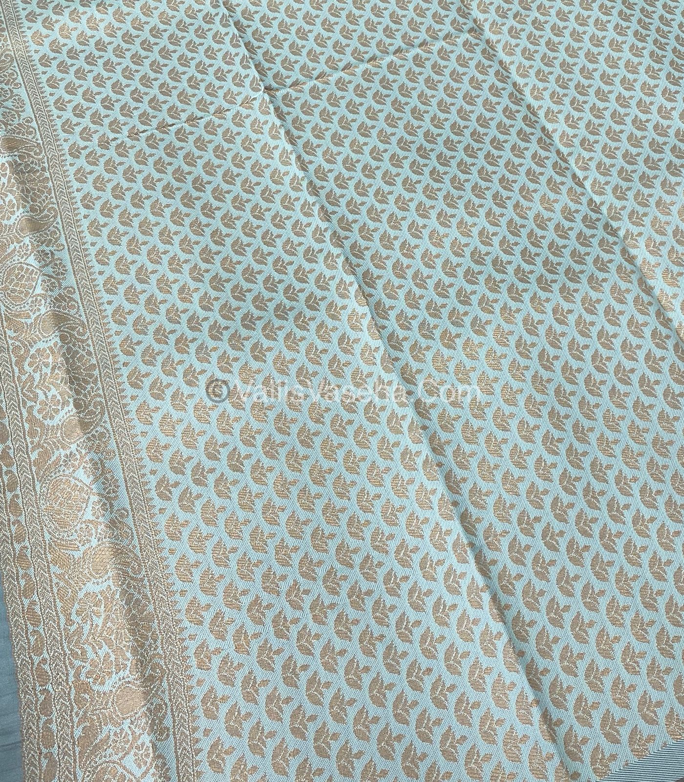 Kanchi Semi Silk - Pink with Sky Blue VVKSS001