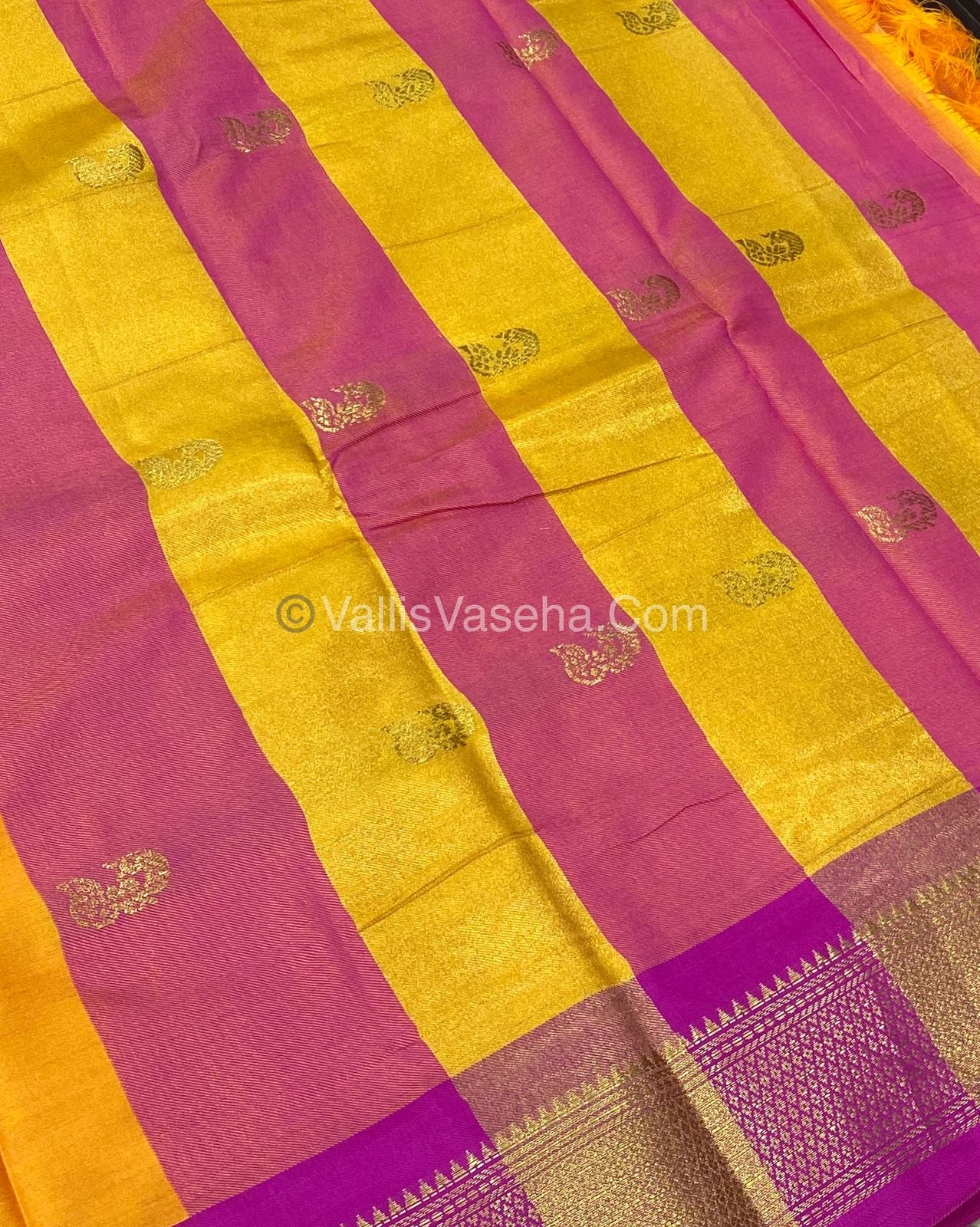 Semi Silk -  Lemon Yellow with Pink Combo VVSS001