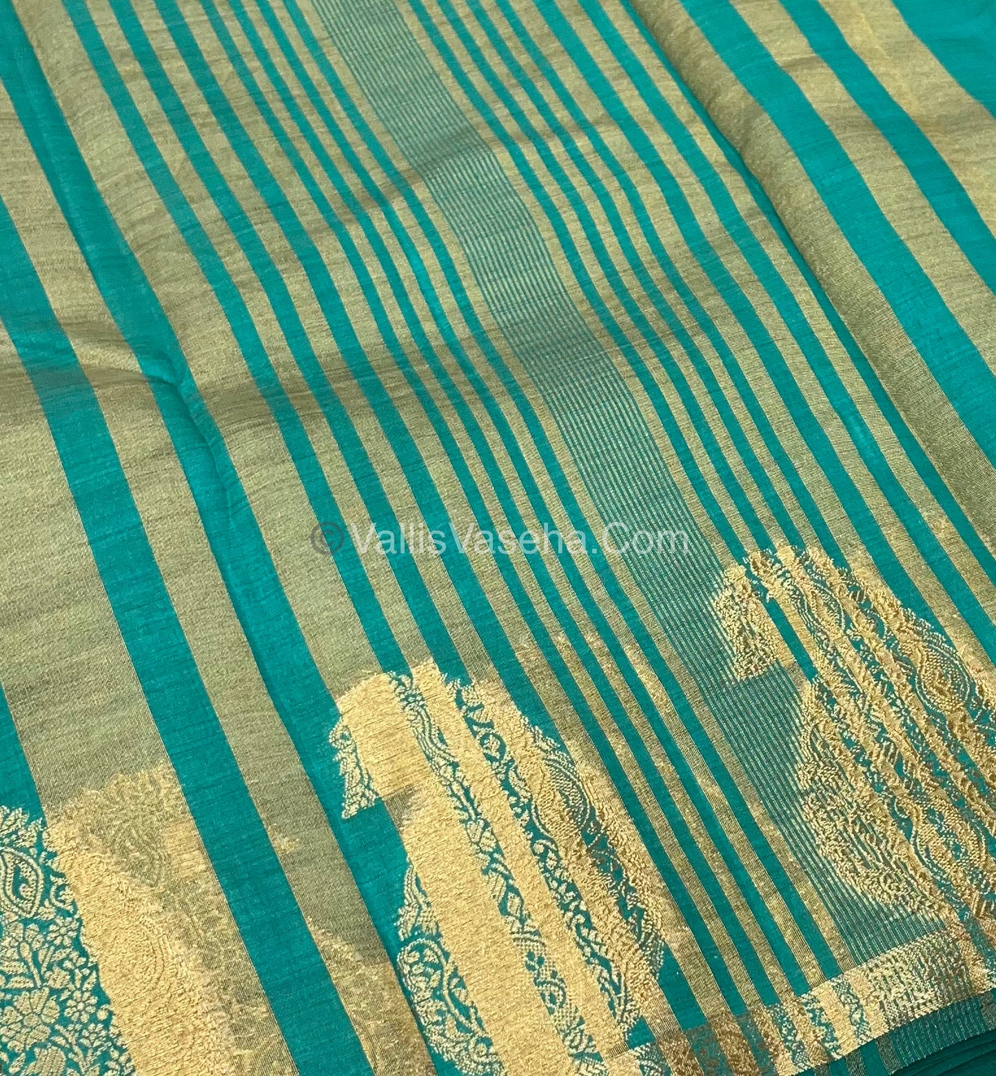 Semi Tussar Silk - Small Mango - Blue Shade - VVSTS002