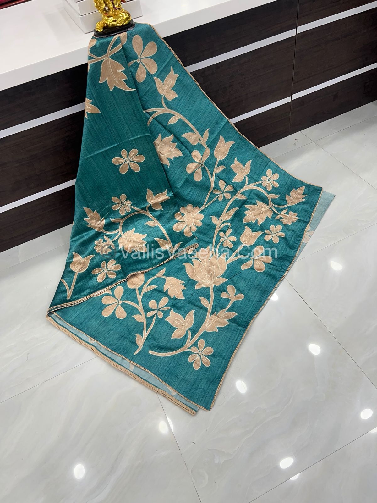 Semi Raw Silk with embroidery work - VVSRS001