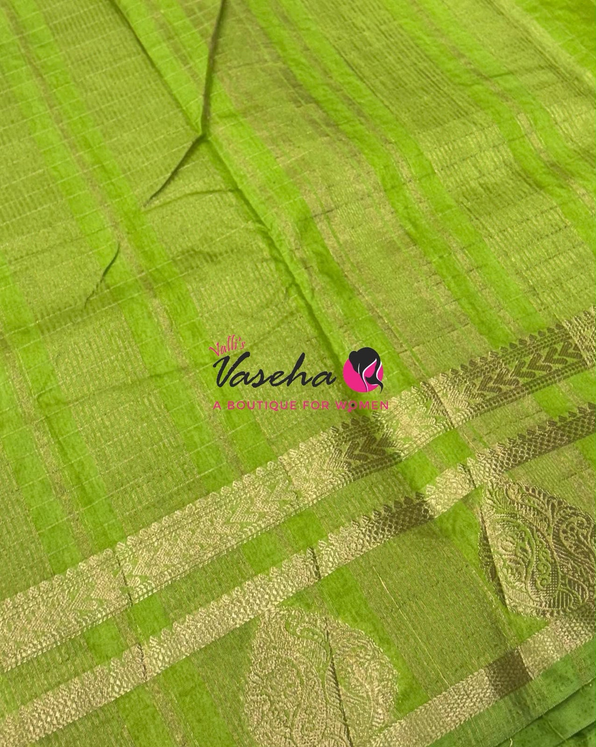 Semi Tussar Silk Saree | Parrot Green Shade |VVSTS061