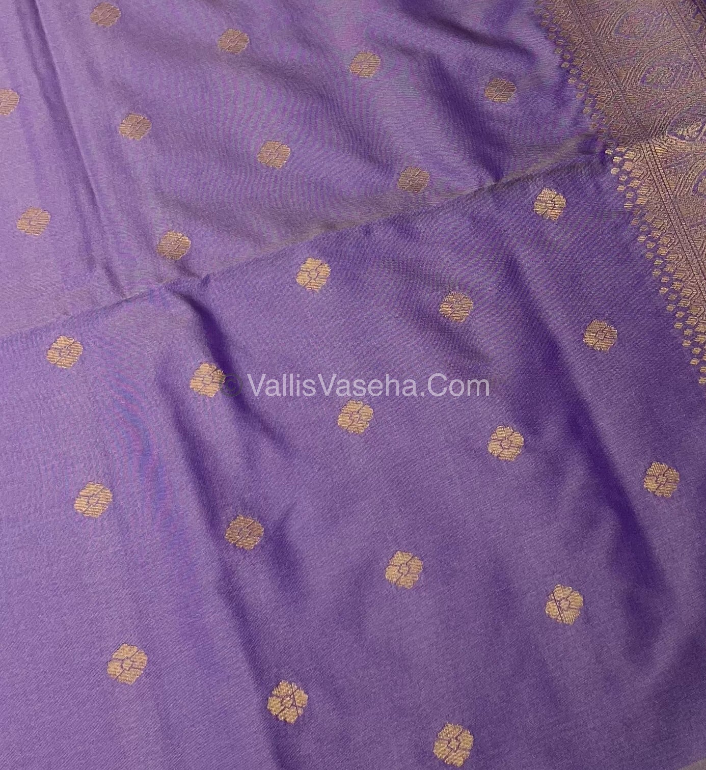 Semi Soft Silk - Border less - Creamish Lavender Shade -VVSSS007