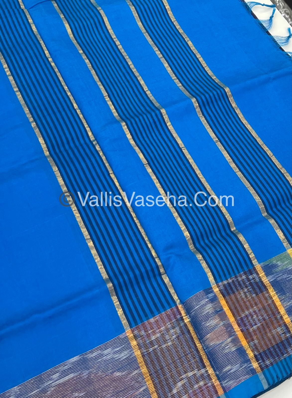 Semi Silk Cotton Saree - Blue & Blue- VVSSC001
