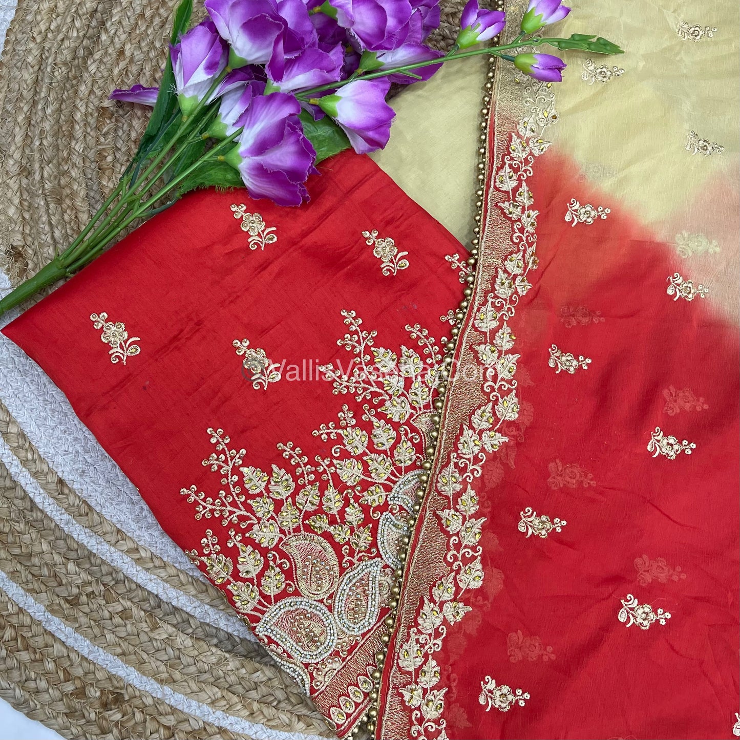 50% less - Offer Unstitched Material - Semi Silk Material - VVDUM001