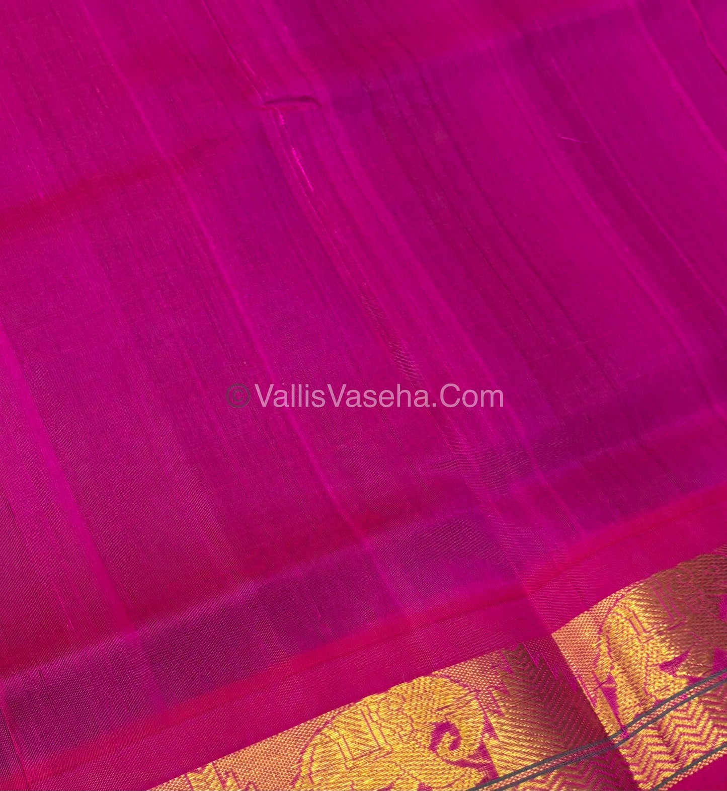 Pure Korvai Silk Cotton - Green with Pink Combo - VVKSC007