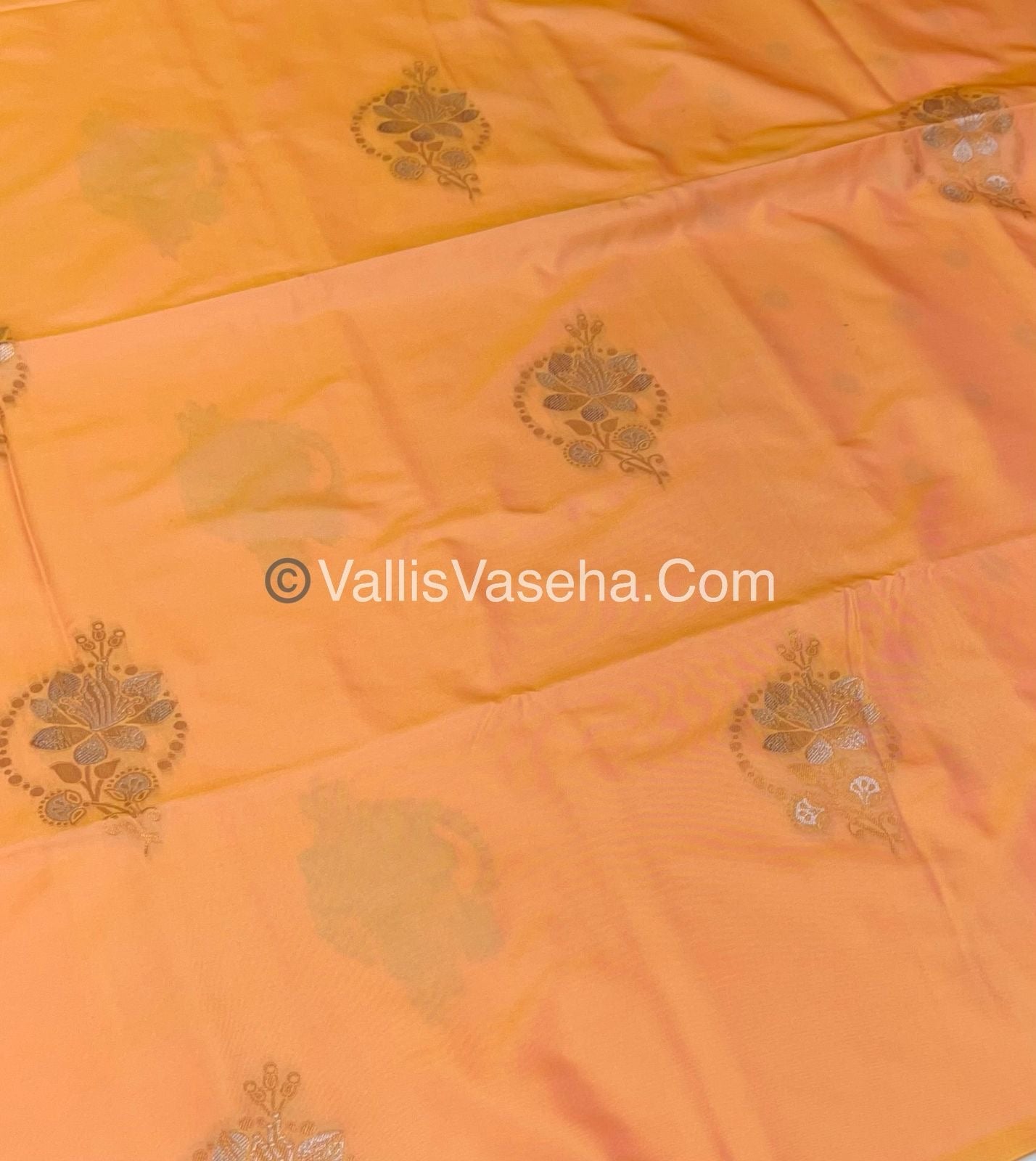 Semi Soft Silk - Border less - Double tone Orangish Yellow Shade -VVSSS007