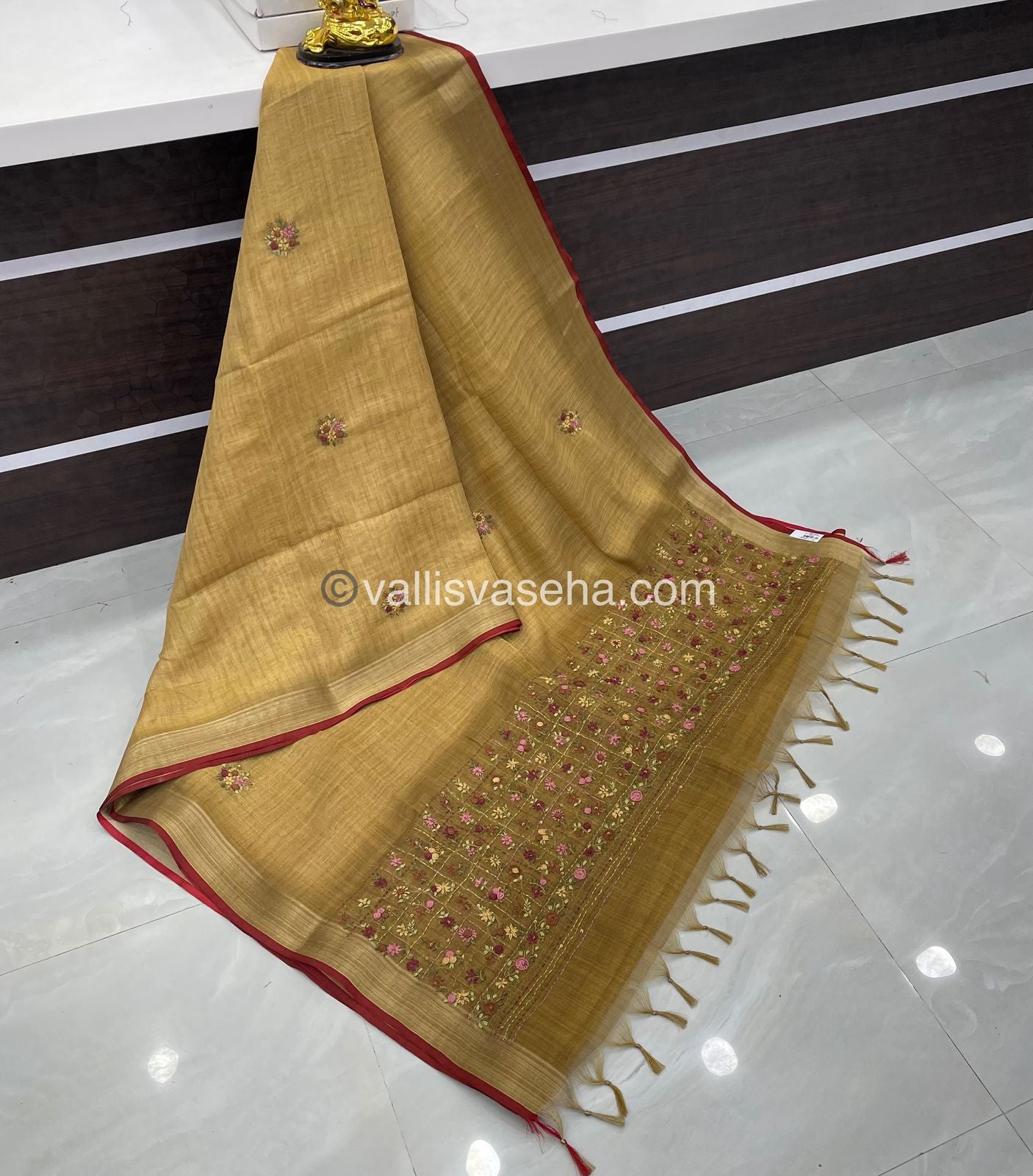 French Knot - Tissue Saree -Venthaya Yellow Shade - VVLFN001