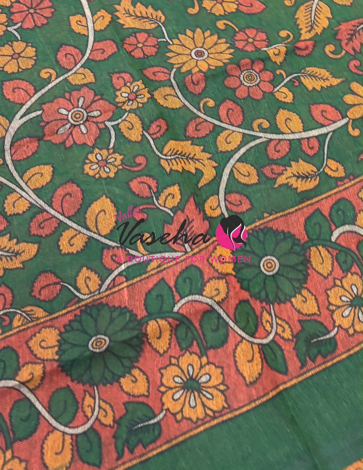 Handloom Cotton Sarees with Kalamkari Blouse - VVKCK004