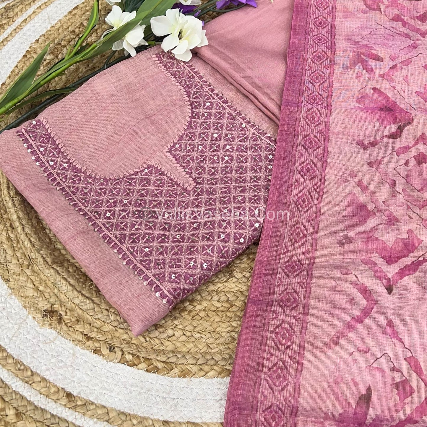 Tissue Linen Salwar Material | VVUSM007