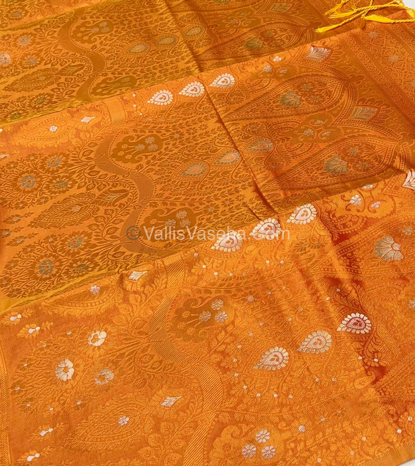 Semi Soft Silk - Border Butta - Rust Gold Shade -VVSSS010