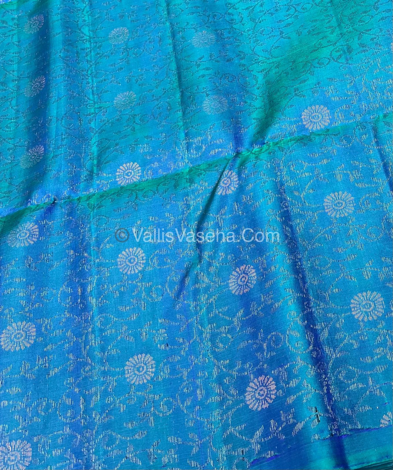 Pure Soft Silk Saree - Border Less - Peacock Blue Shade - VVPSS055