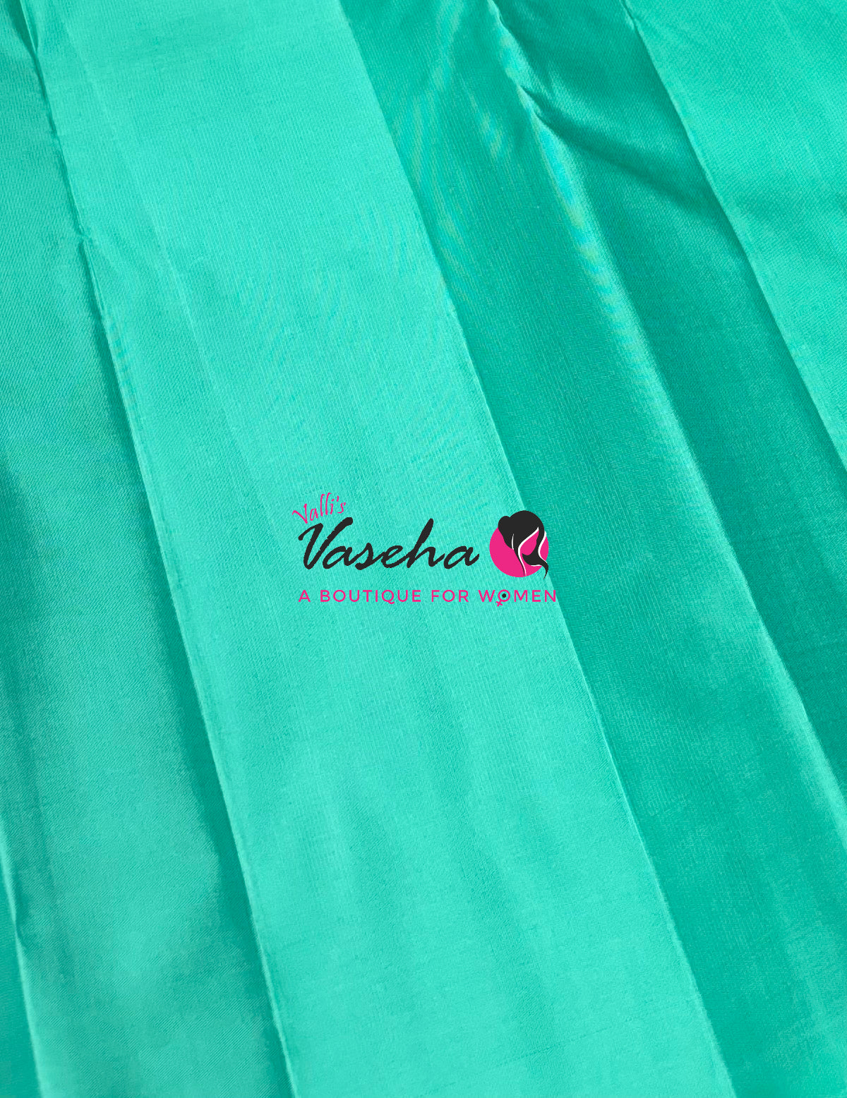 Pure Kanchipuram Silk Saree - Borderless - Peacock Blue with Multi Bluish Green - VVPS043