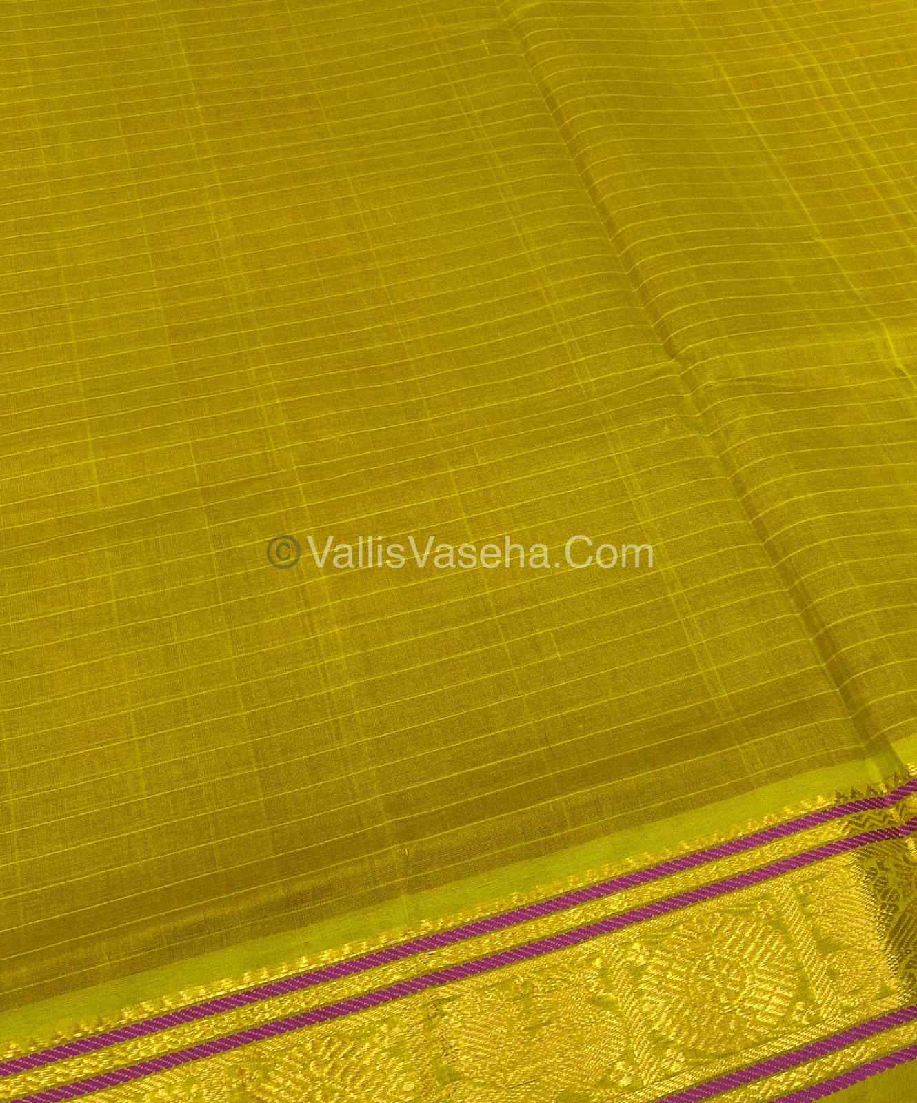 Pure Silk Cotton Saree - Pink with Yellow - Lakshadeepam Design - VVPLD001