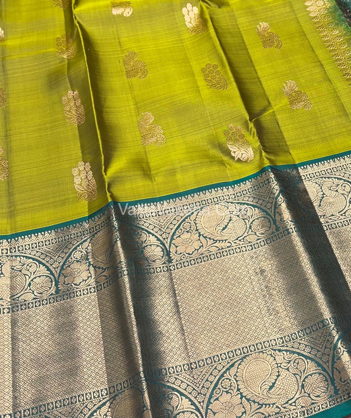 Half Mix - Pure Soft Silk Saree - Mehandhi Green & Ramar Green Shade - VVPSS031