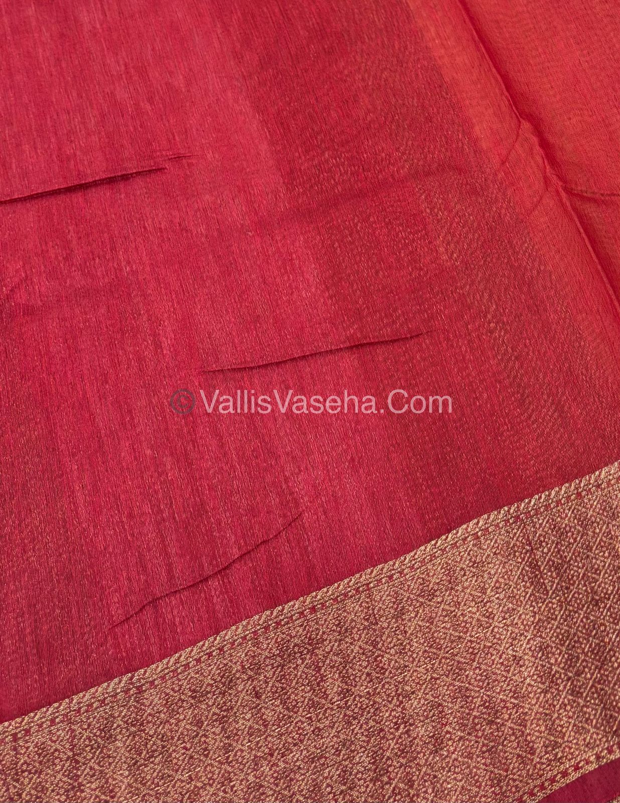 Bamboo Silk Saree - Cream With Maroon Shade - VVBSS002
