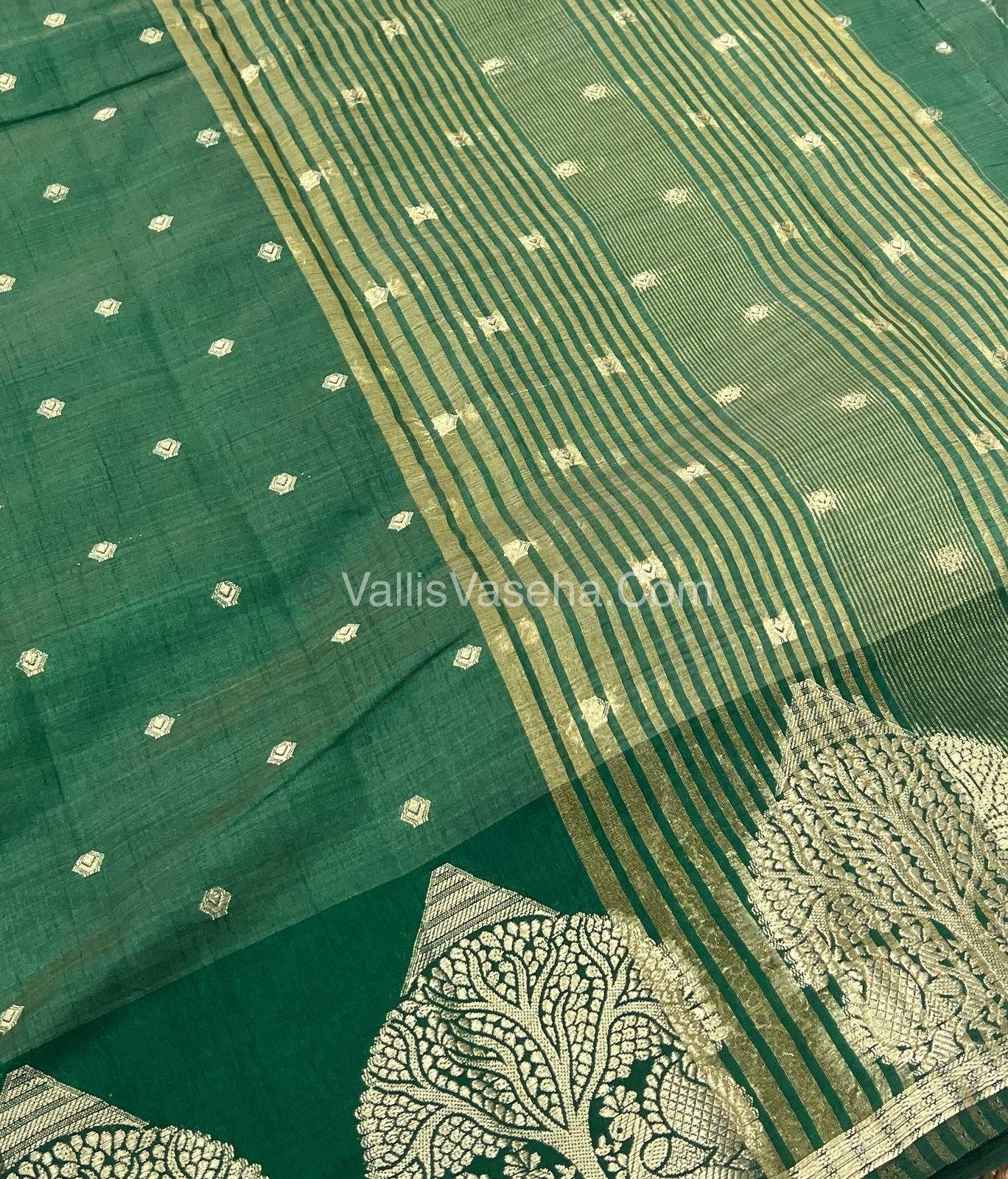 Semi Tussar Silk Saree - Green shade - VVSTS036