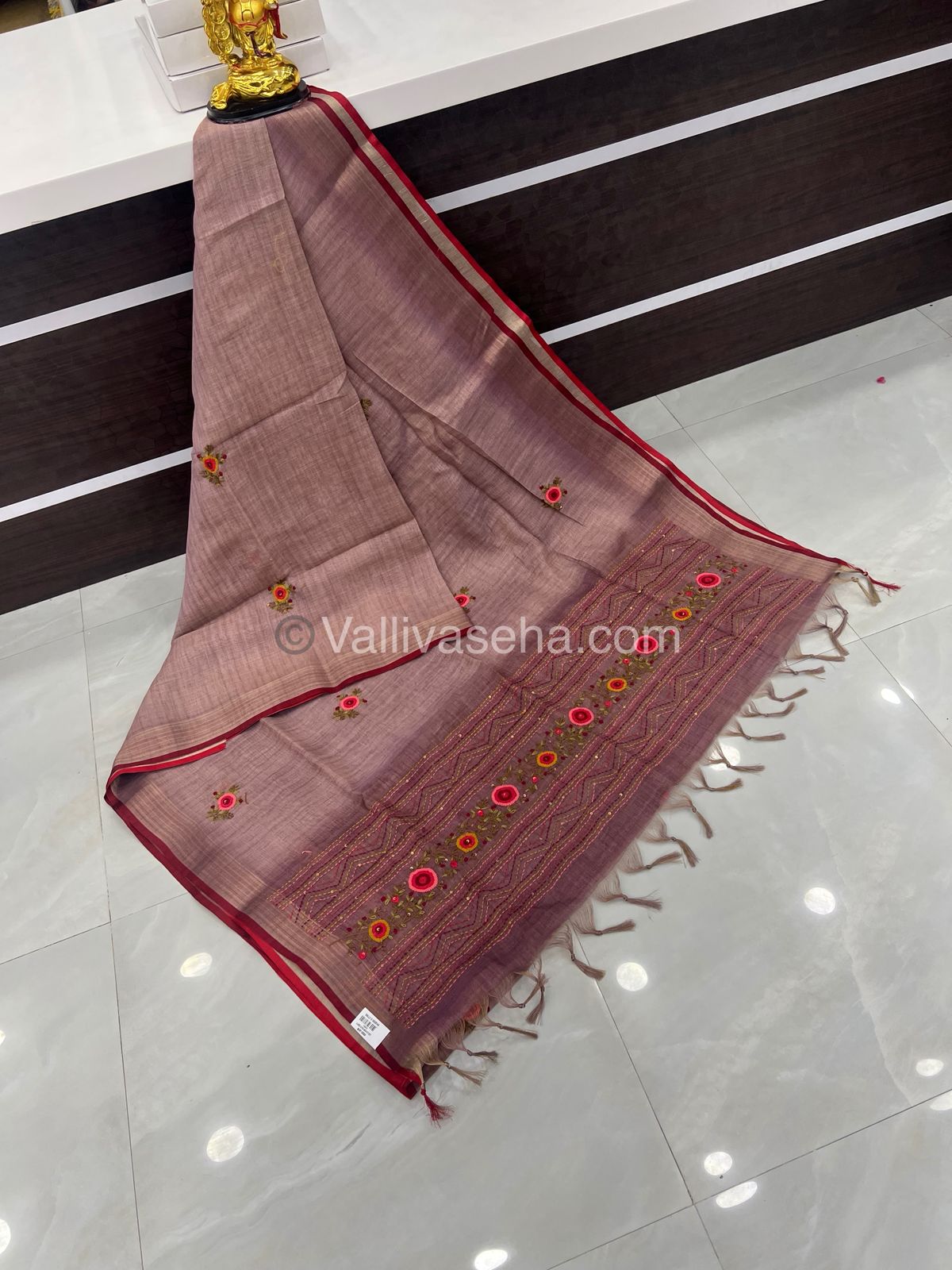 French Knot - Tissue Saree - Onion Pink Shade - VVLFN001