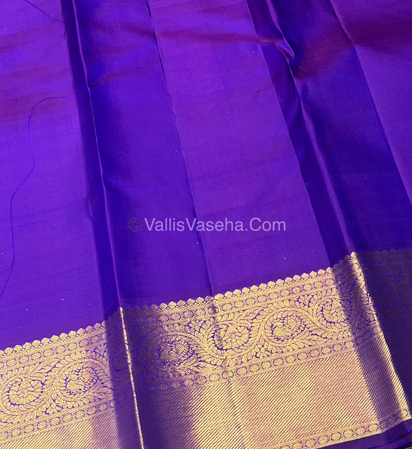 Pure Kanchipuram Silk Saree - Peacock Blue With Purple Shade - VVPS022