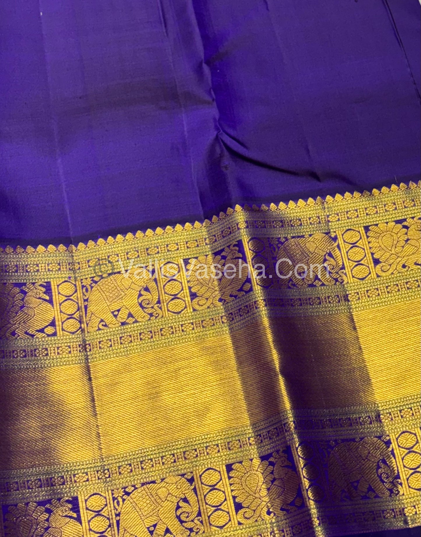 Pure Vintage Korvai Kanchipuram Silk Saree - Half White / Light Cream & Violetish Purple Combo - VVPS021