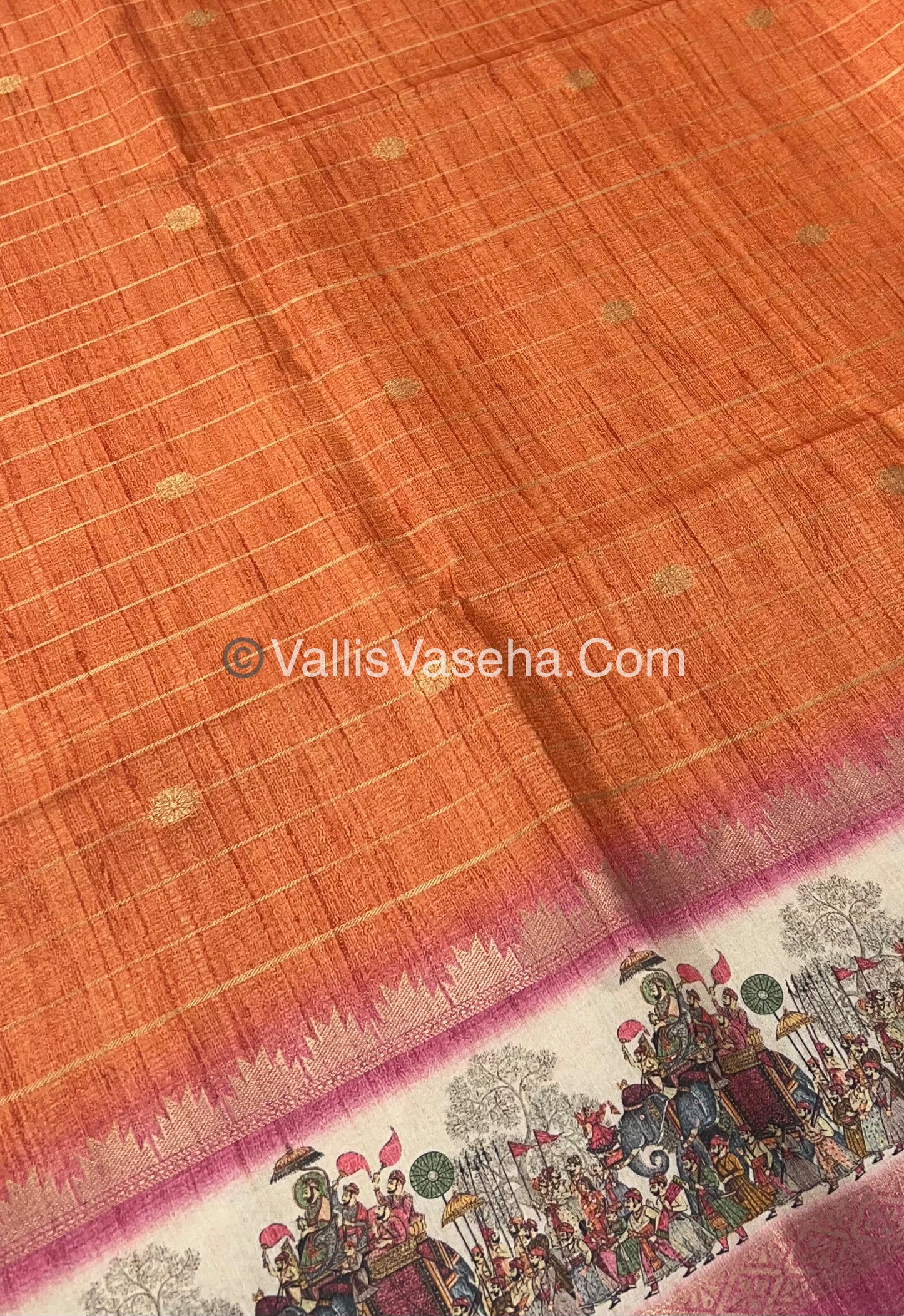 Semi Chanderi Saree - checks pattern - VVSCS004