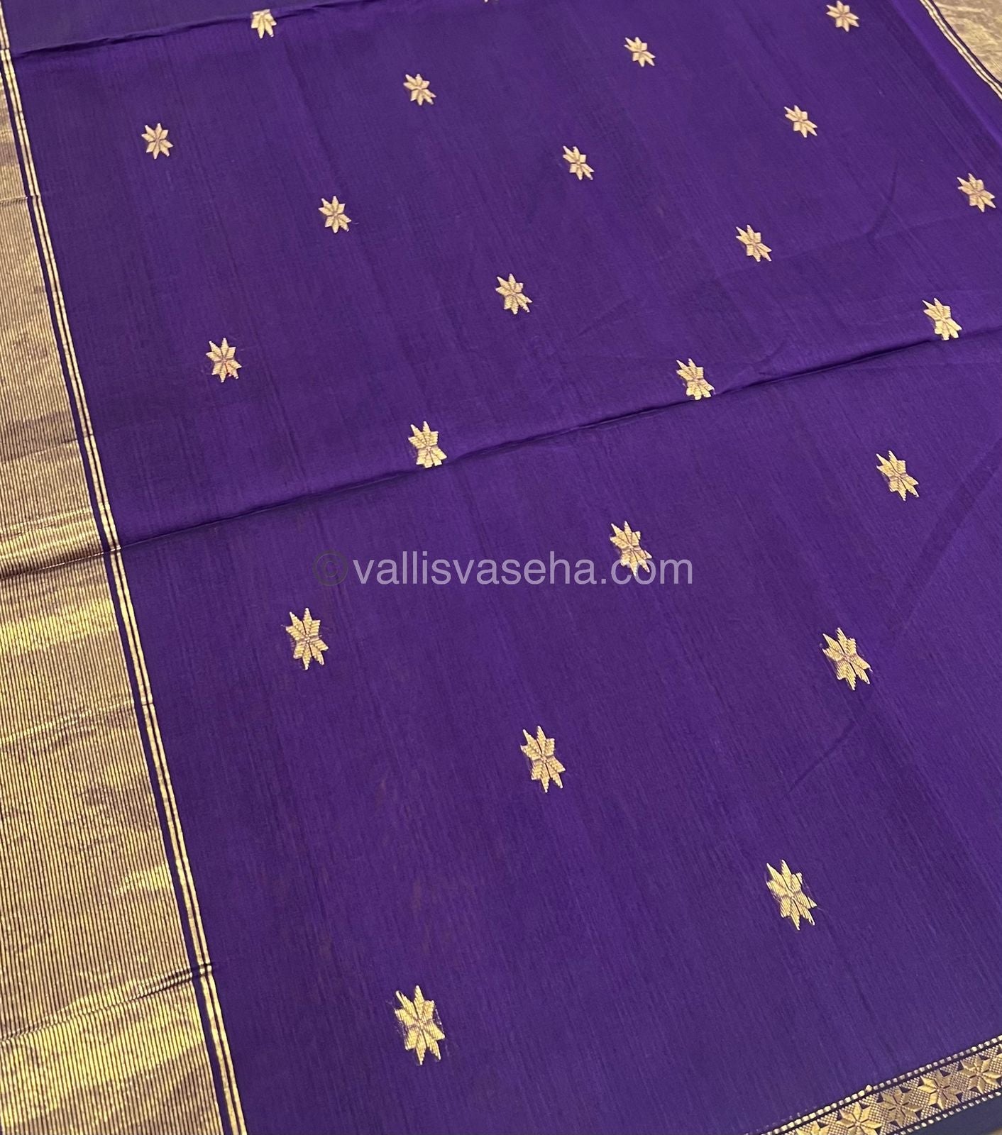 Pure Maheshwari Silk Cotton Saree - Mustard & Purple Color - VVMSC002