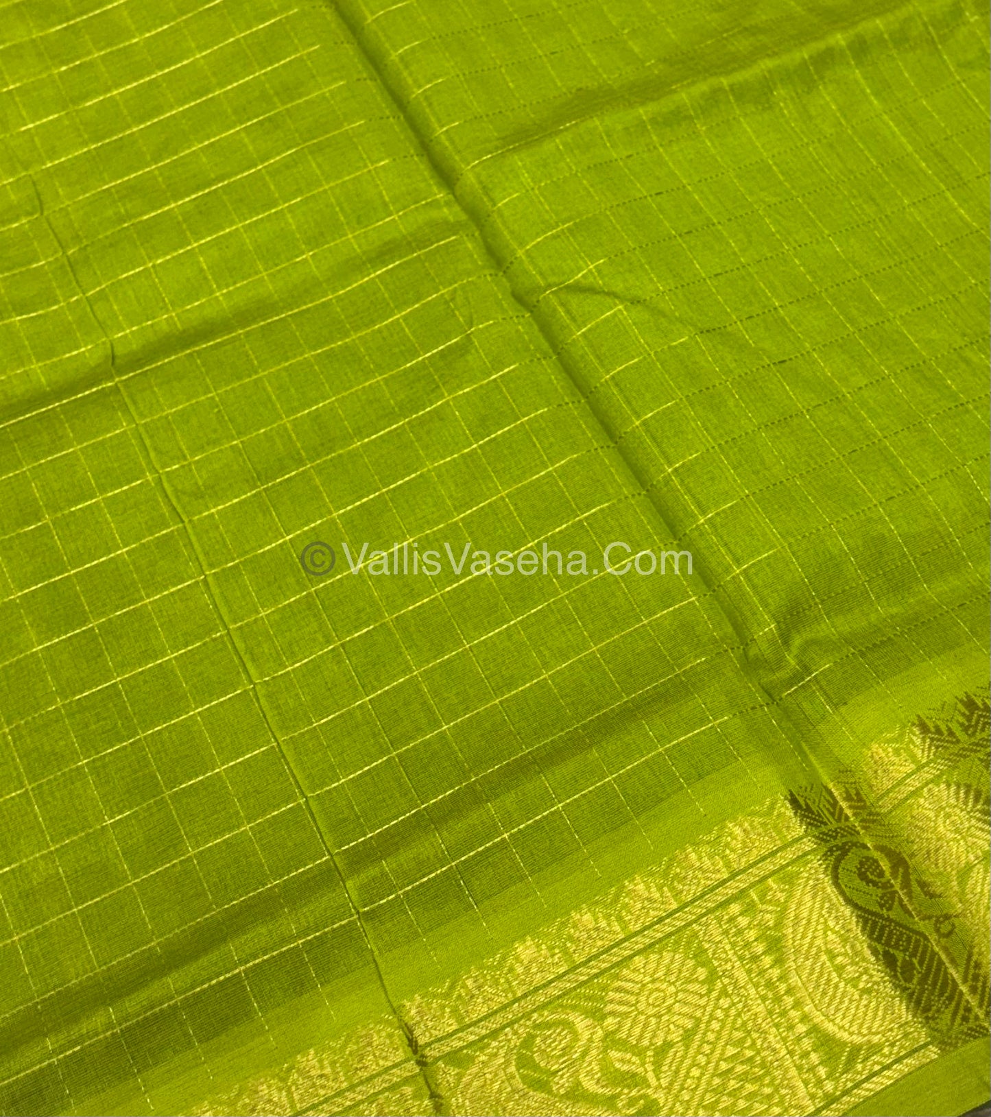Pure Silk Cotton Saree | Blue With Green Shade |Lakshadeepam Design VVPLD003
