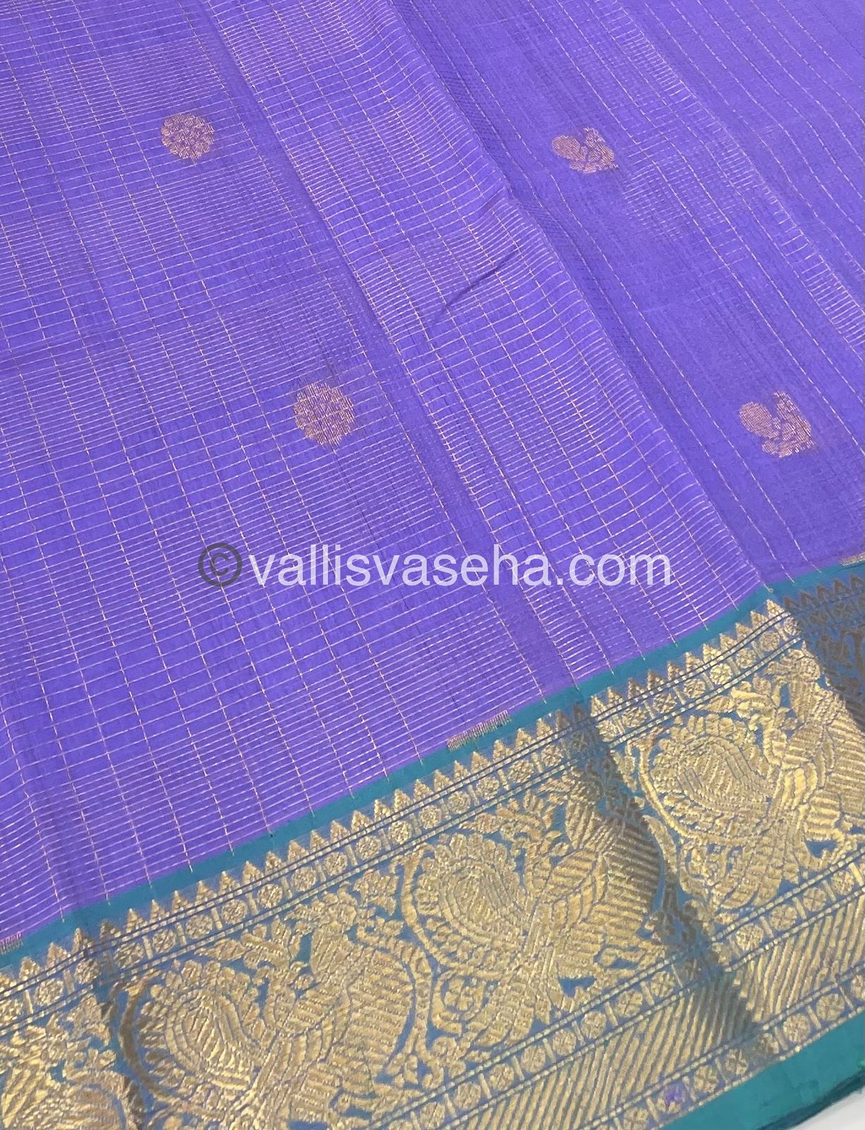 Pure Silk Cotton Saree - Vairavoosi checks - Mayil & Chakkaram - VVMCV002