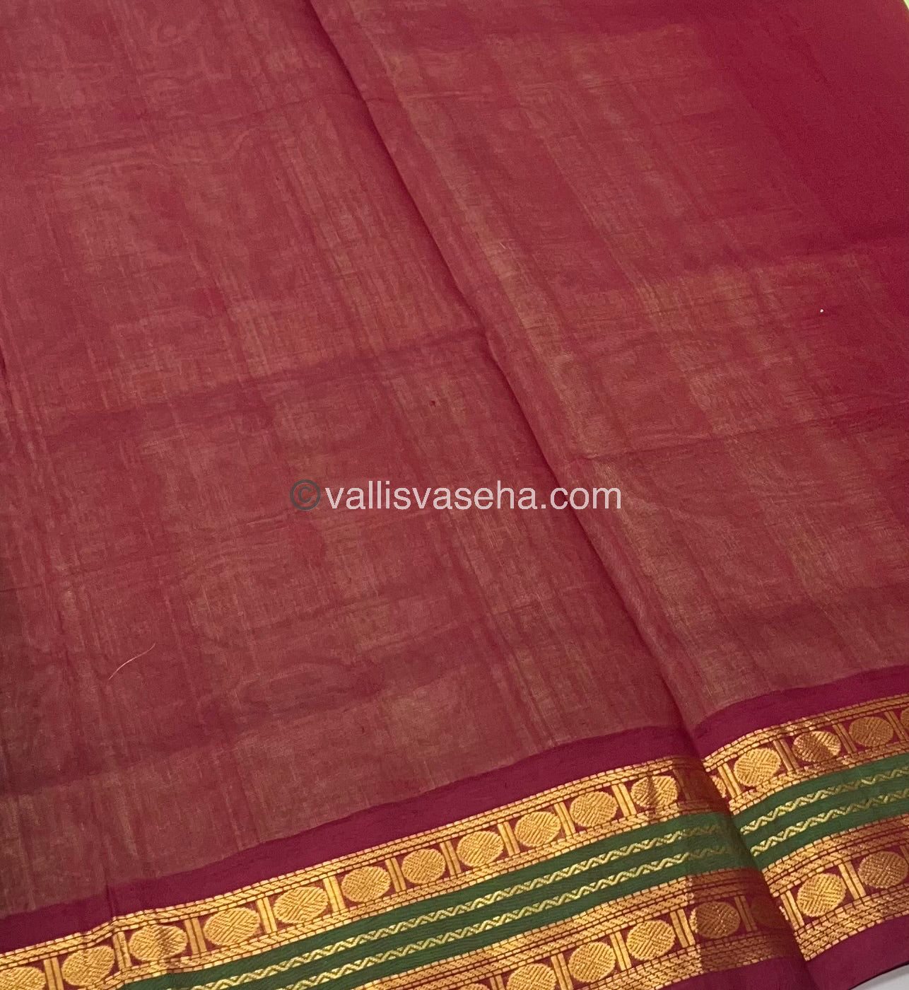 Pure Korvai Silk Cotton Saree - Pista Green with Maroon - VVKSC004