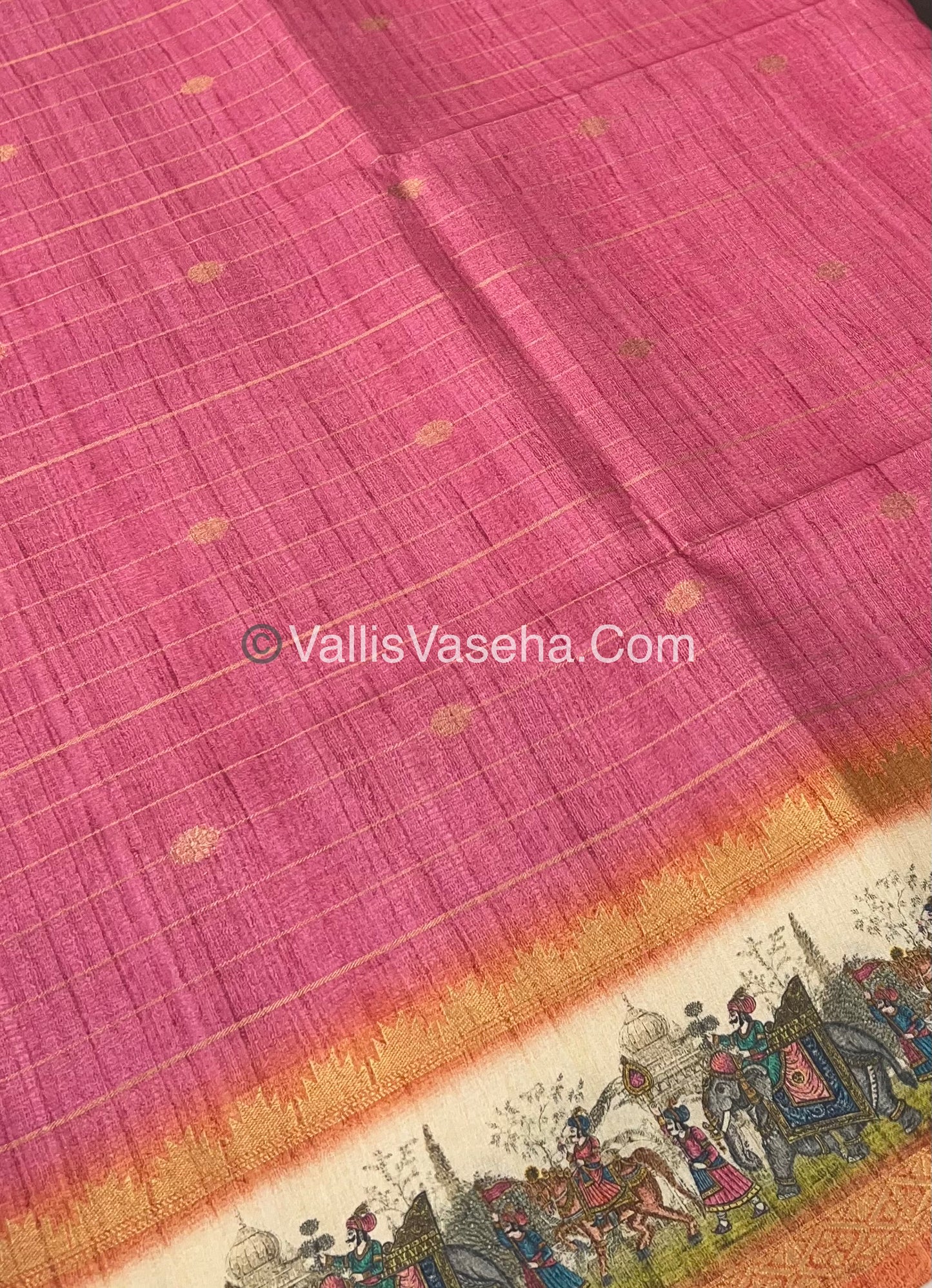 Semi Chanderi Saree - checks pattern - VVSCS004