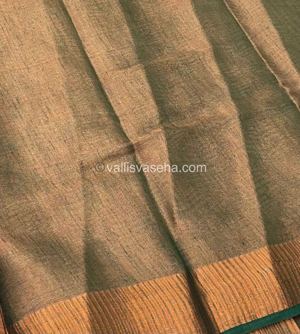 Semi Tussar Silk - Dark Green Shade - VVSTS001