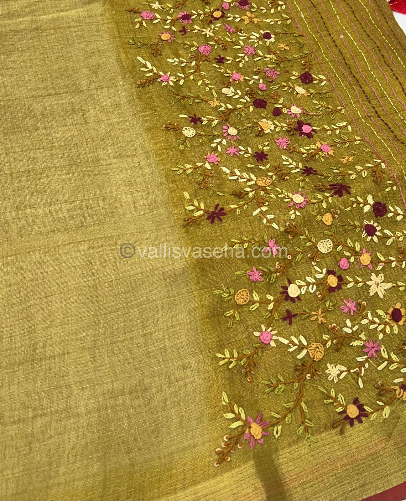 French Knot - Tissue Saree - Green Shade - VVLFN002