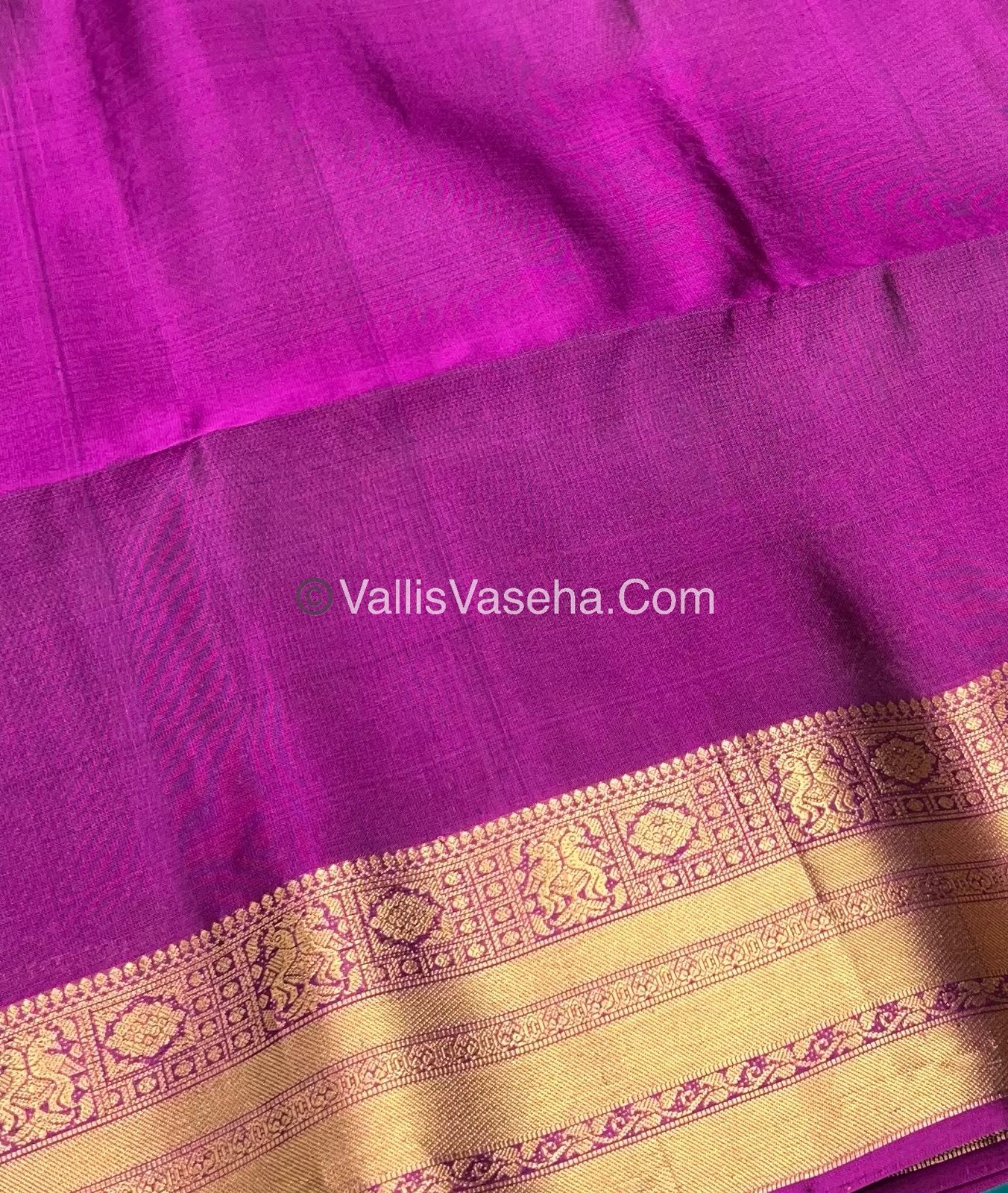 Pure Soft Silk Saree - Green & Purple Pink Combo - VVPSS048