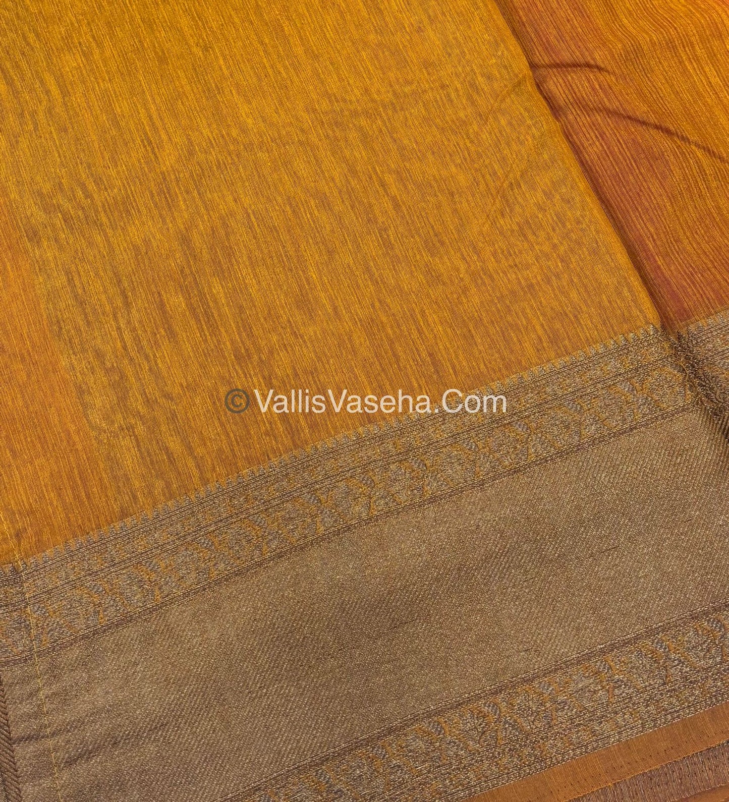Bamboo Silk Saree- Red with mustard Shade - VVBSS012