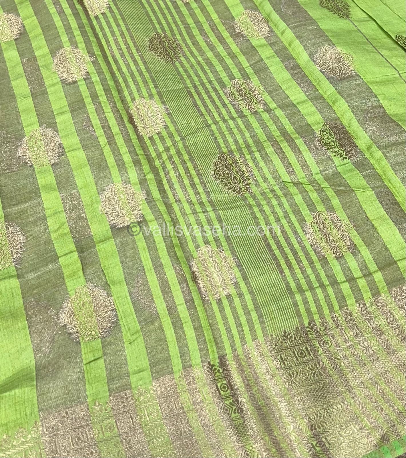 Semi Tussar Silk Saree - Pista Green Shade - VVSTS008
