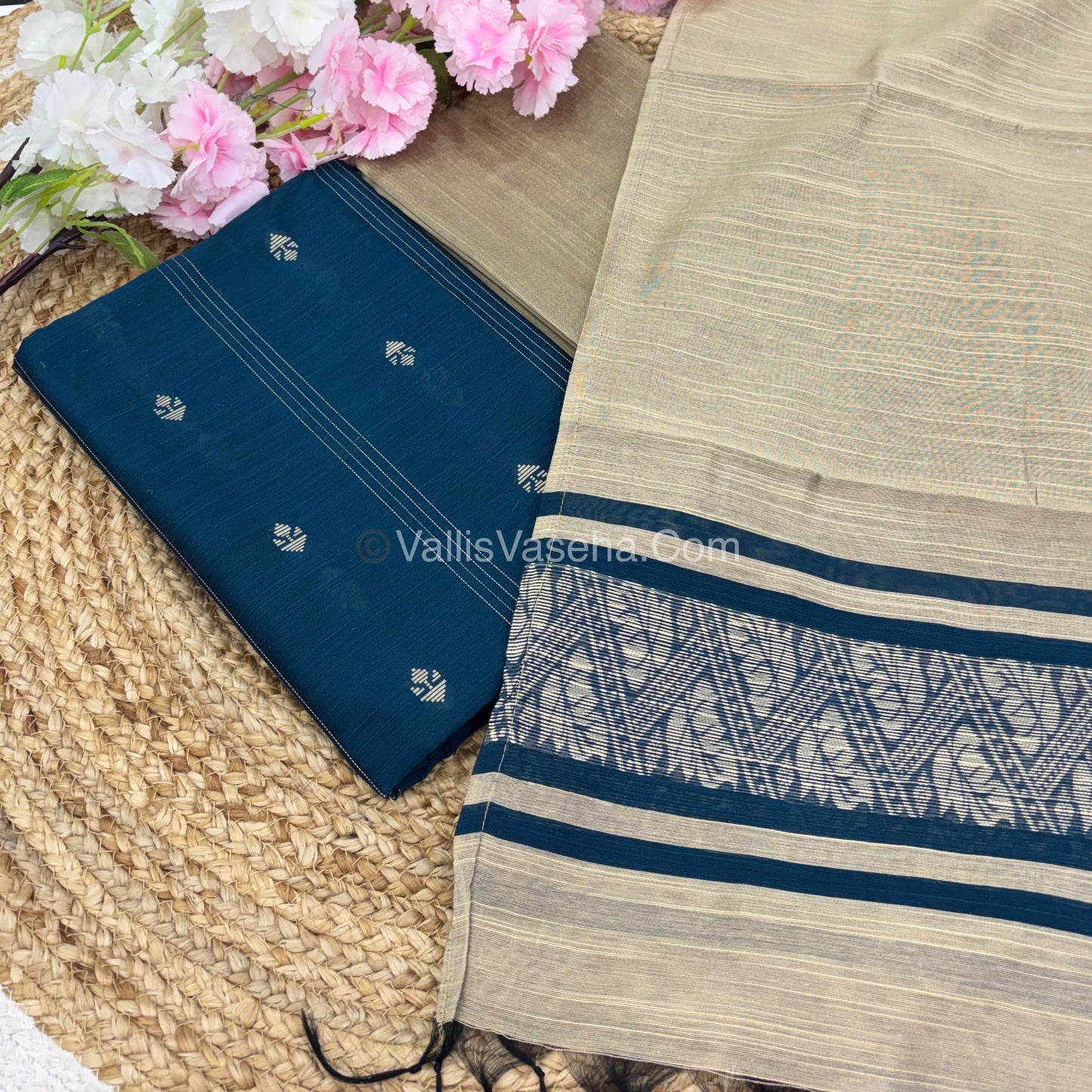 Unstitched Salwar Material -Raw Silk - Blue Shade - VVUSM011