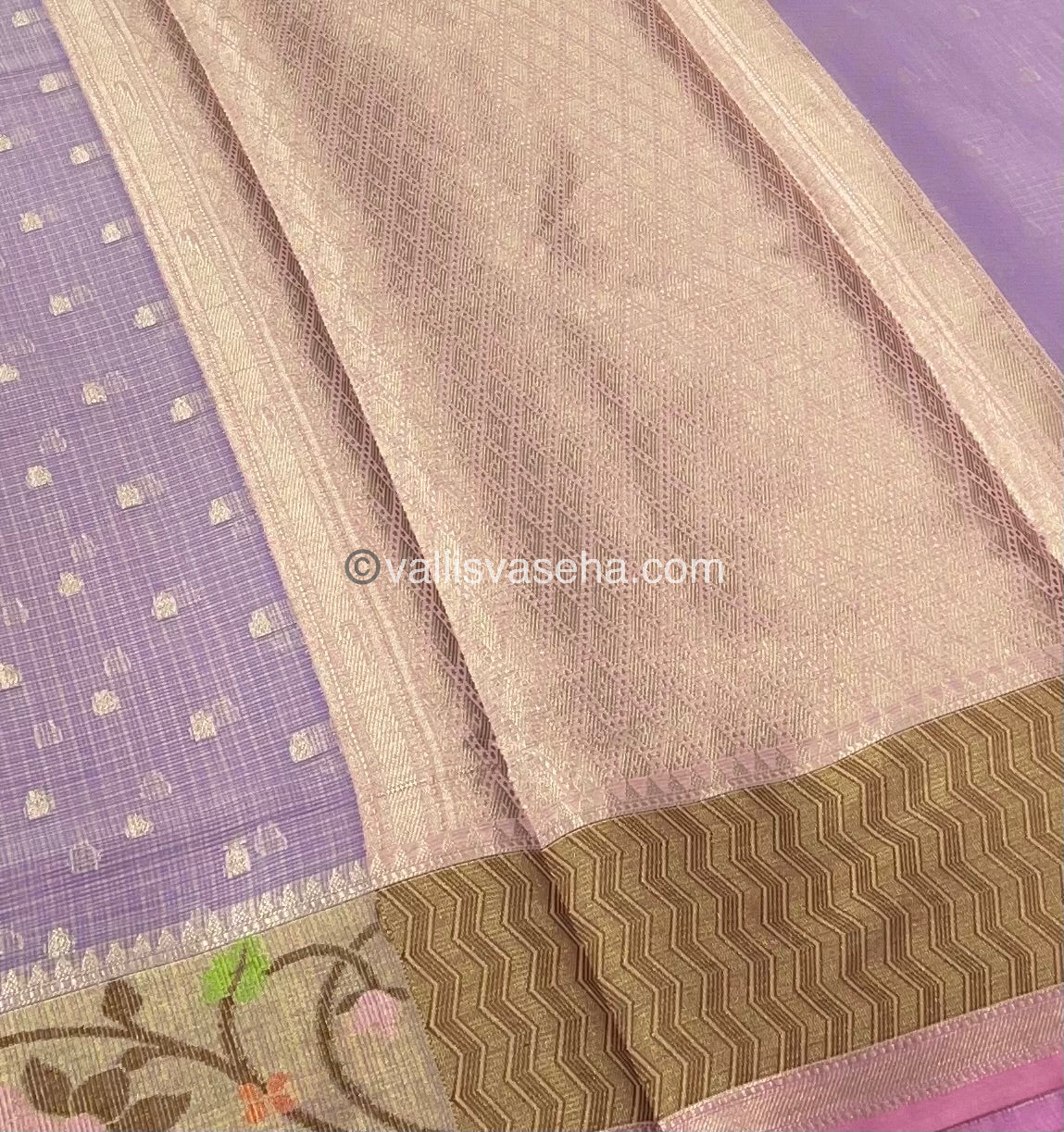 Kota Saree - Paithani Border - Light Lavender with Pink - VVKPS001