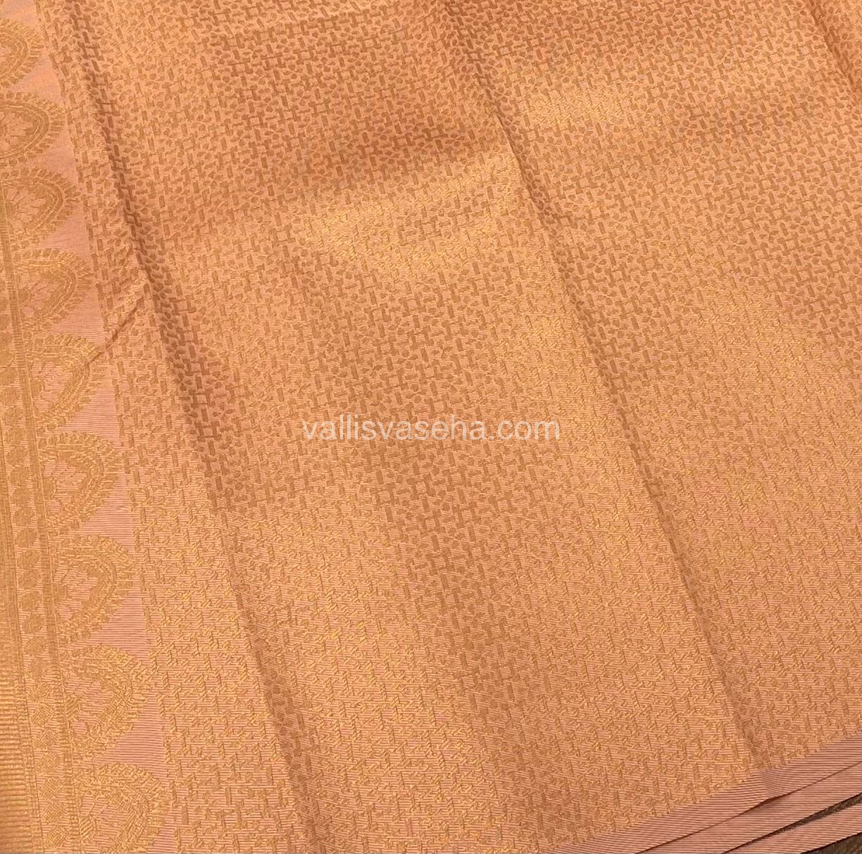 Kanchi Semi Silk - Brown With Peach - Temple Border - VVKSS003