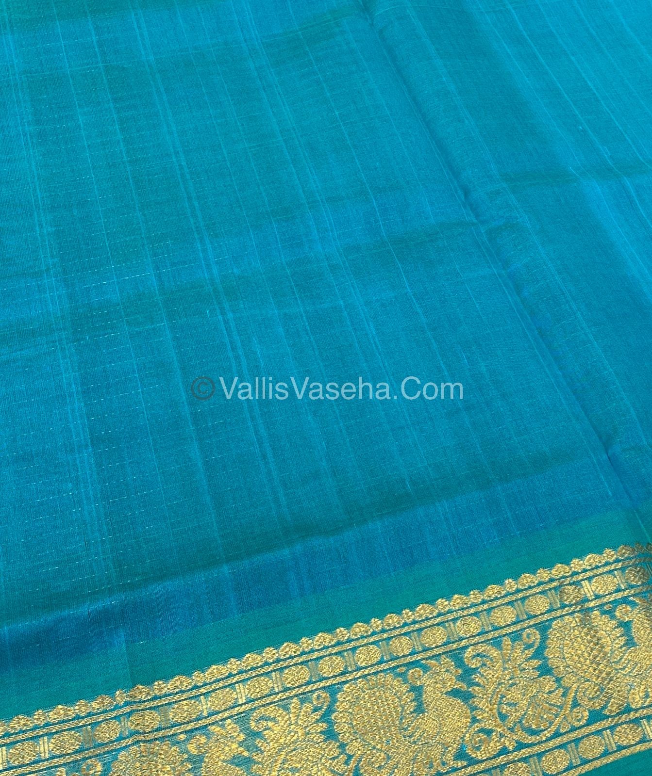 Pure Silk Cotton Saree - Mayil & Chakkaram Design - Purple with Teal Blue Combo - VVMC002